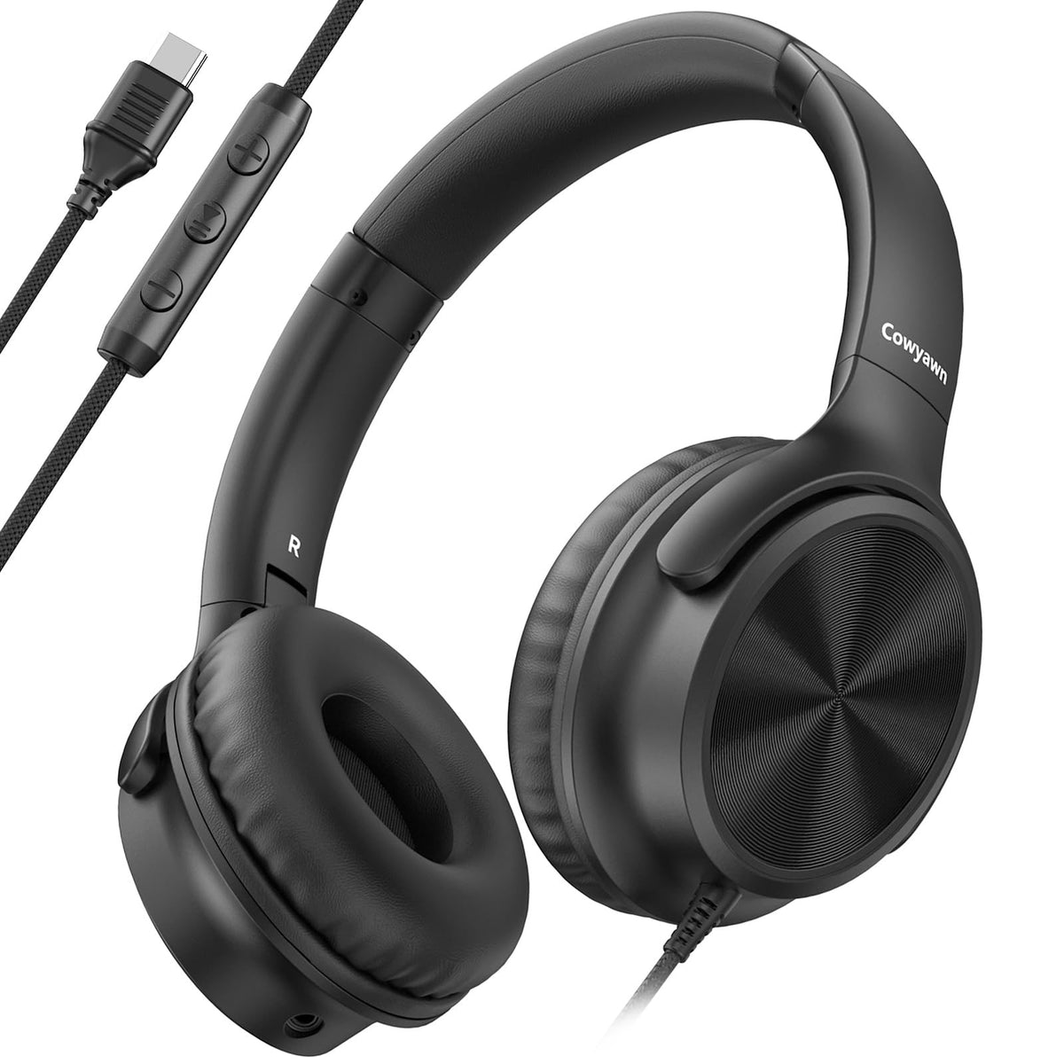 Cowyawn USB C Headphones Wired Over Ear USB C Wired Headphones with – product photo (Over-Ear Headphones)