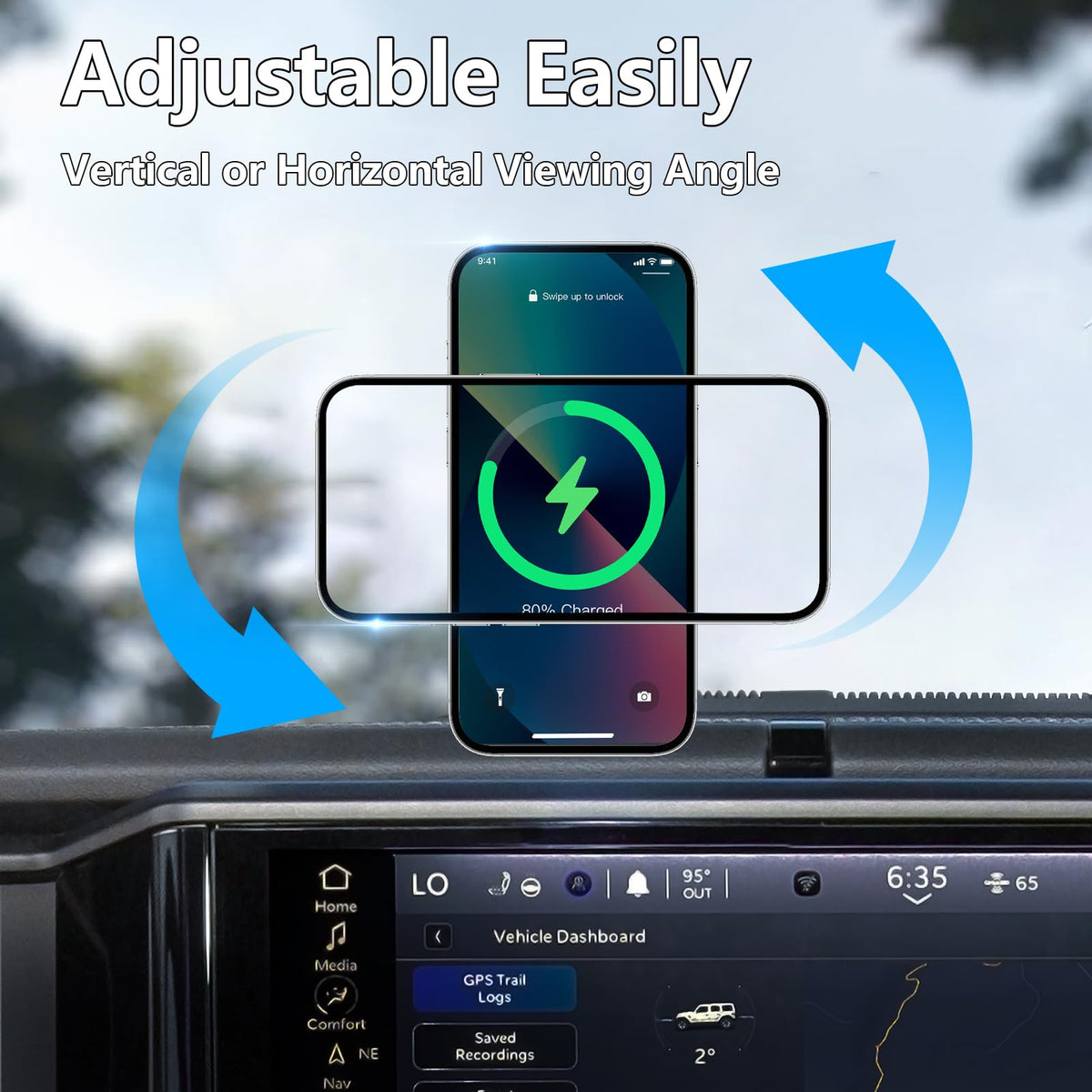 Wireless Phone Holder for 2024 2026 Jeep Wrangler JL JLU - ZKJAYOE Official Imagery - 5