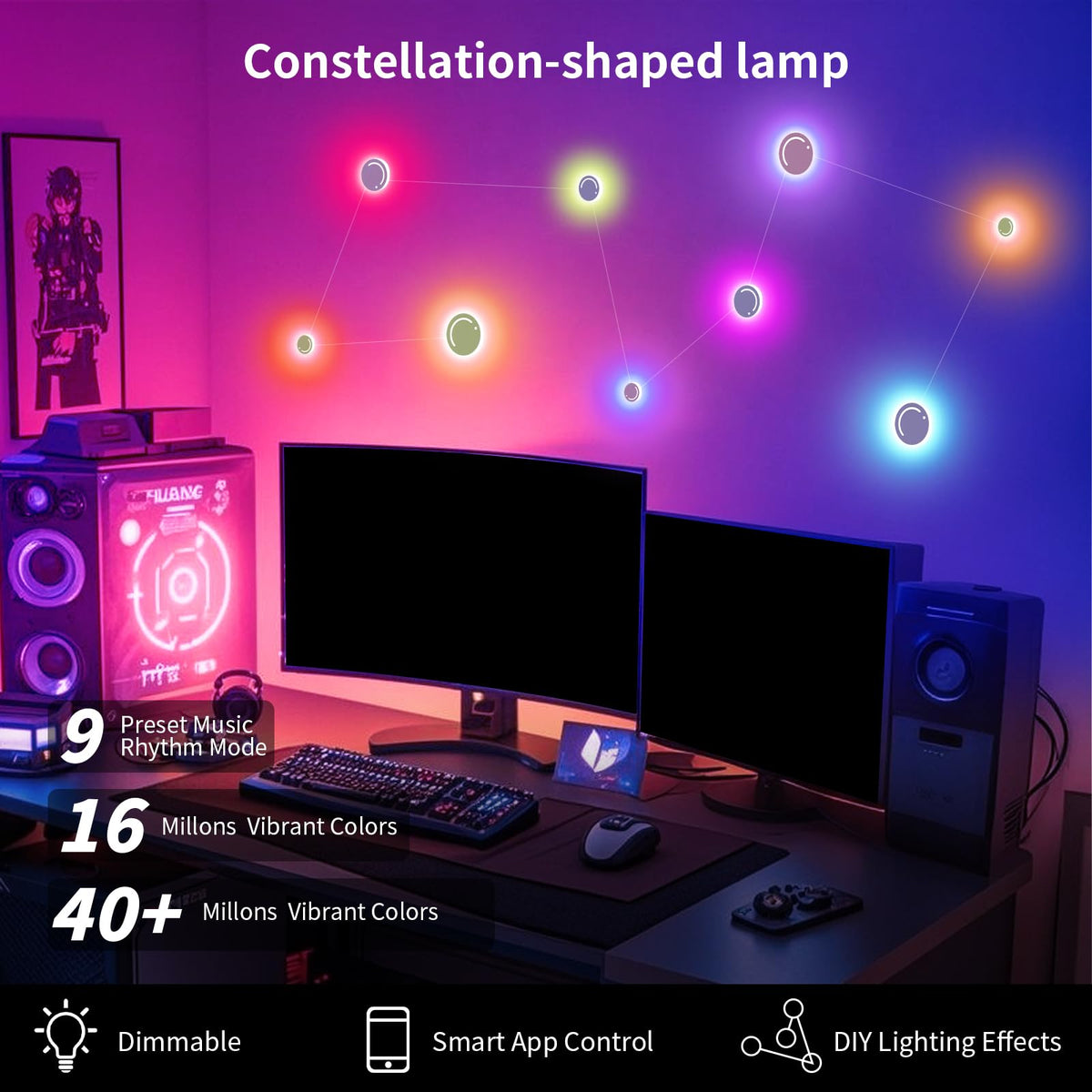 KANTUTOE Smart LED Wall Lights 9 Piece RGB LED Light with - KANTUTOE Official Imagery - 5