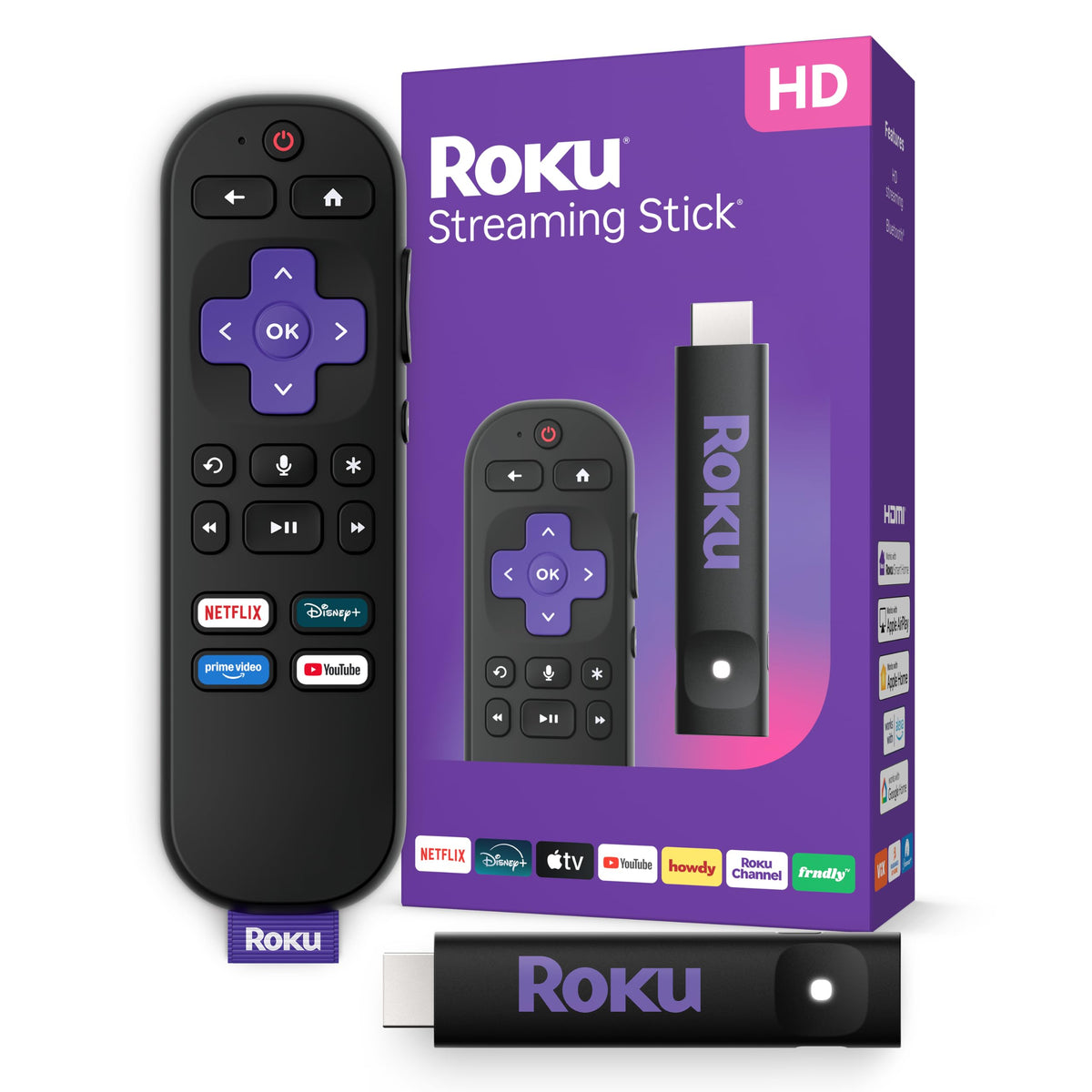 Roku Streaming Stick HD with Voice Remote – product photo (Streaming Media Players)