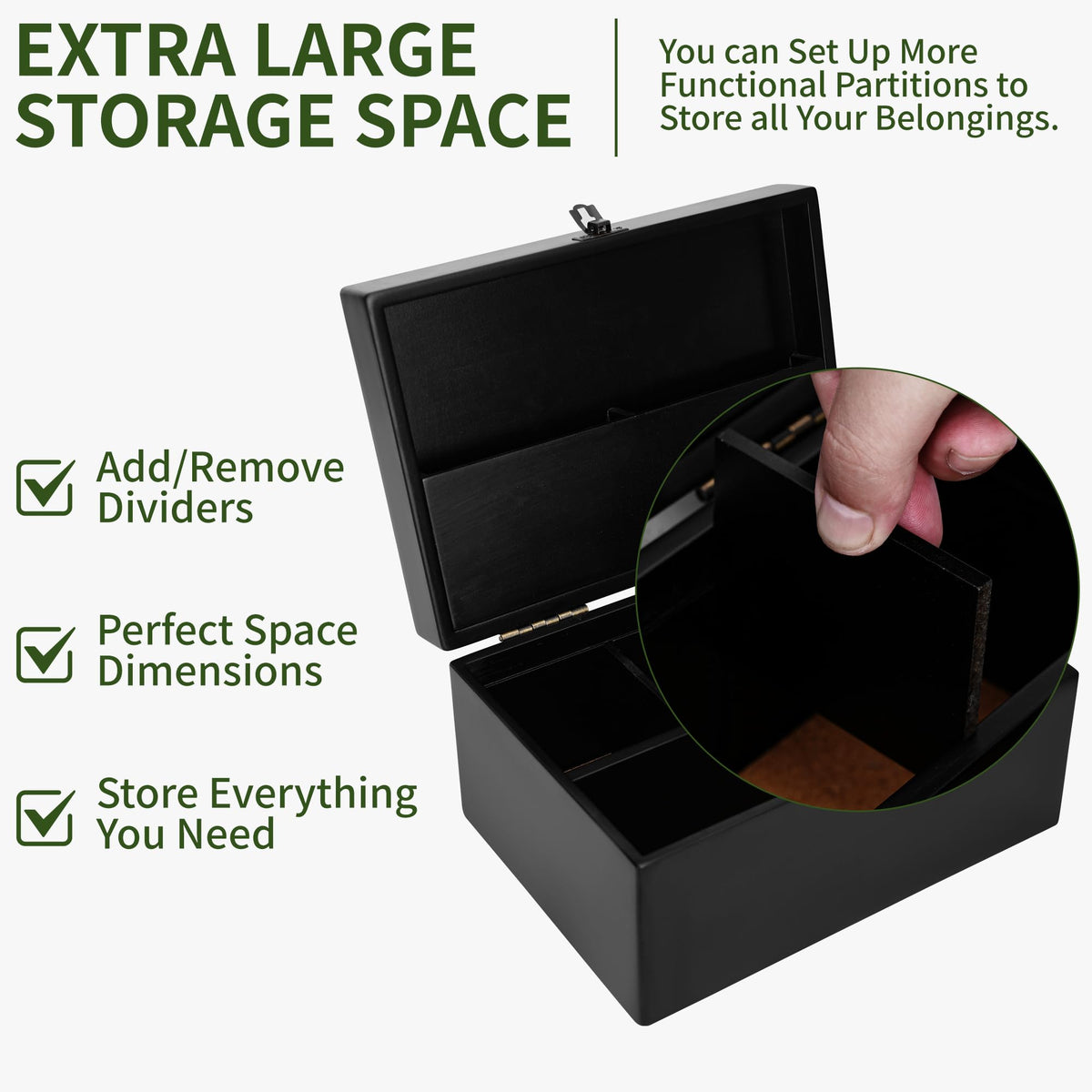 Large Bamboo Storage Box with Organizer Tray Decorative Box - Premium Selection Official Imagery - 4
