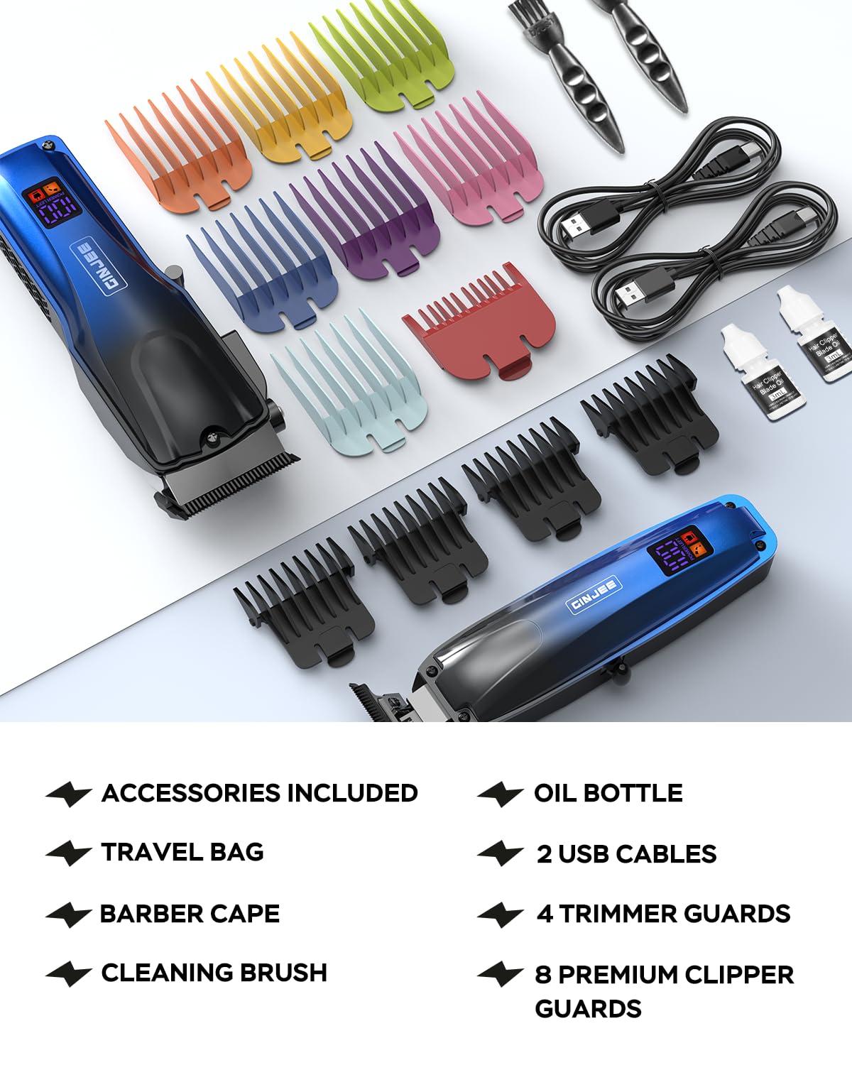 Cordless Hair Clippers and Trimmer Set for Men - GinJee Official Imagery - 8
