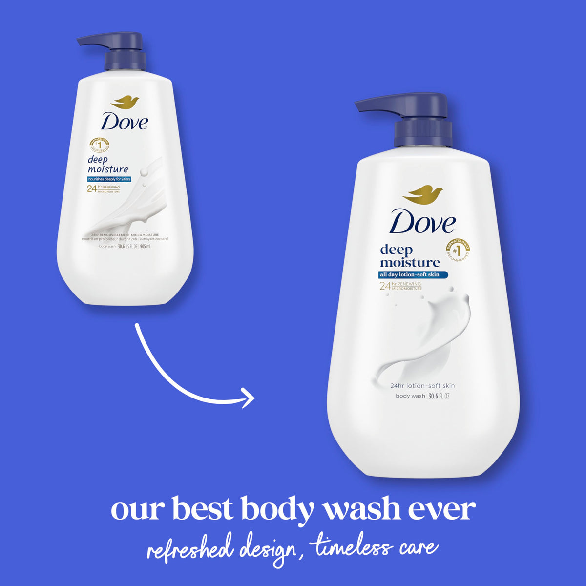 Dove Deep Moisture Body Wash 30 6 oz Pump Sulfate Free – full view