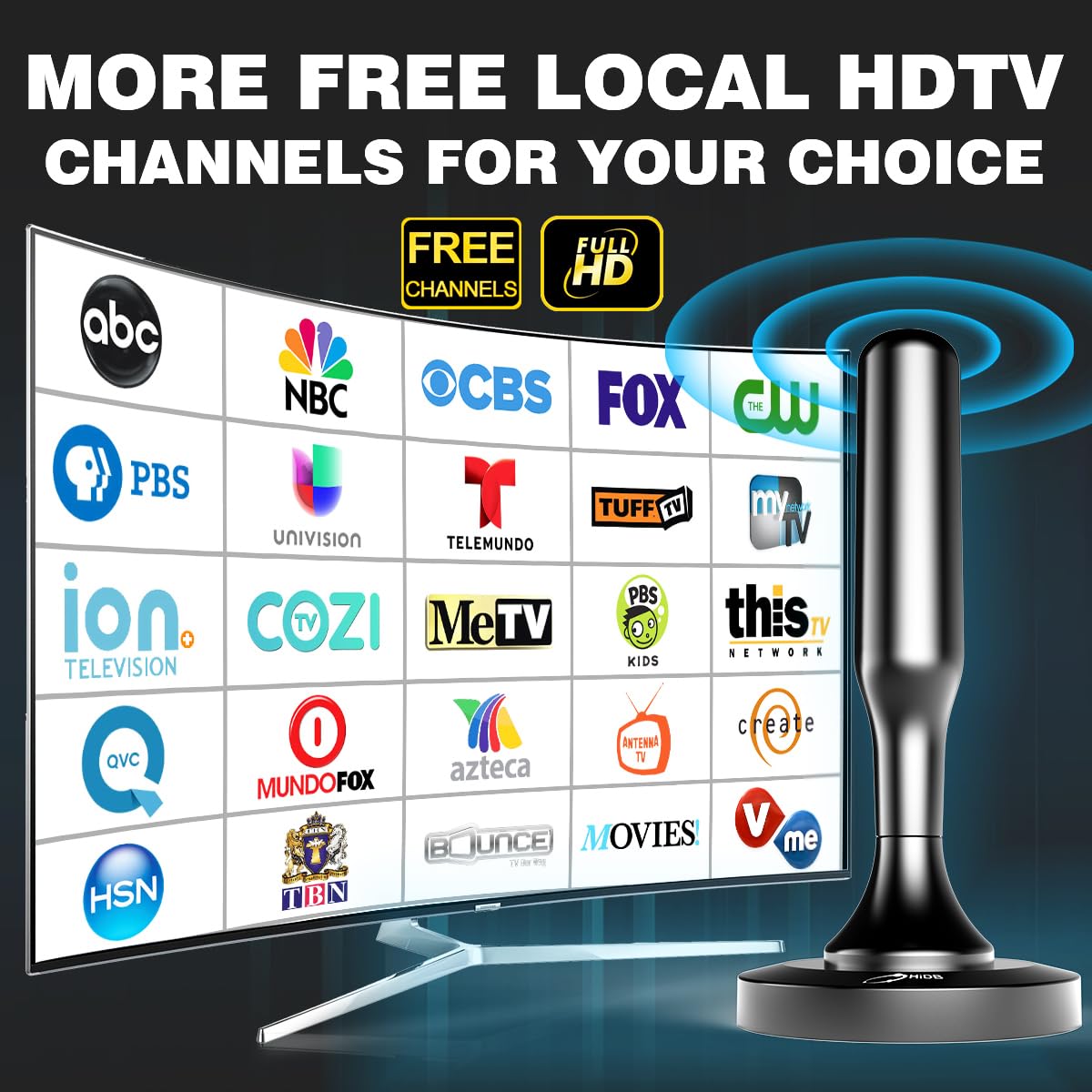 HIDB TV Antenna for Smart TV Indoor Digital TV Antenna for – close-up detail in Black