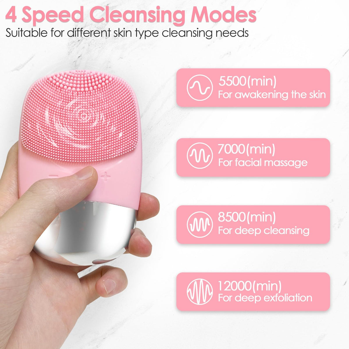 Face Scrubber 3 Set 3 in 1 Facial Cleansing Brush IPX7 - Aikertec Official Imagery - 6