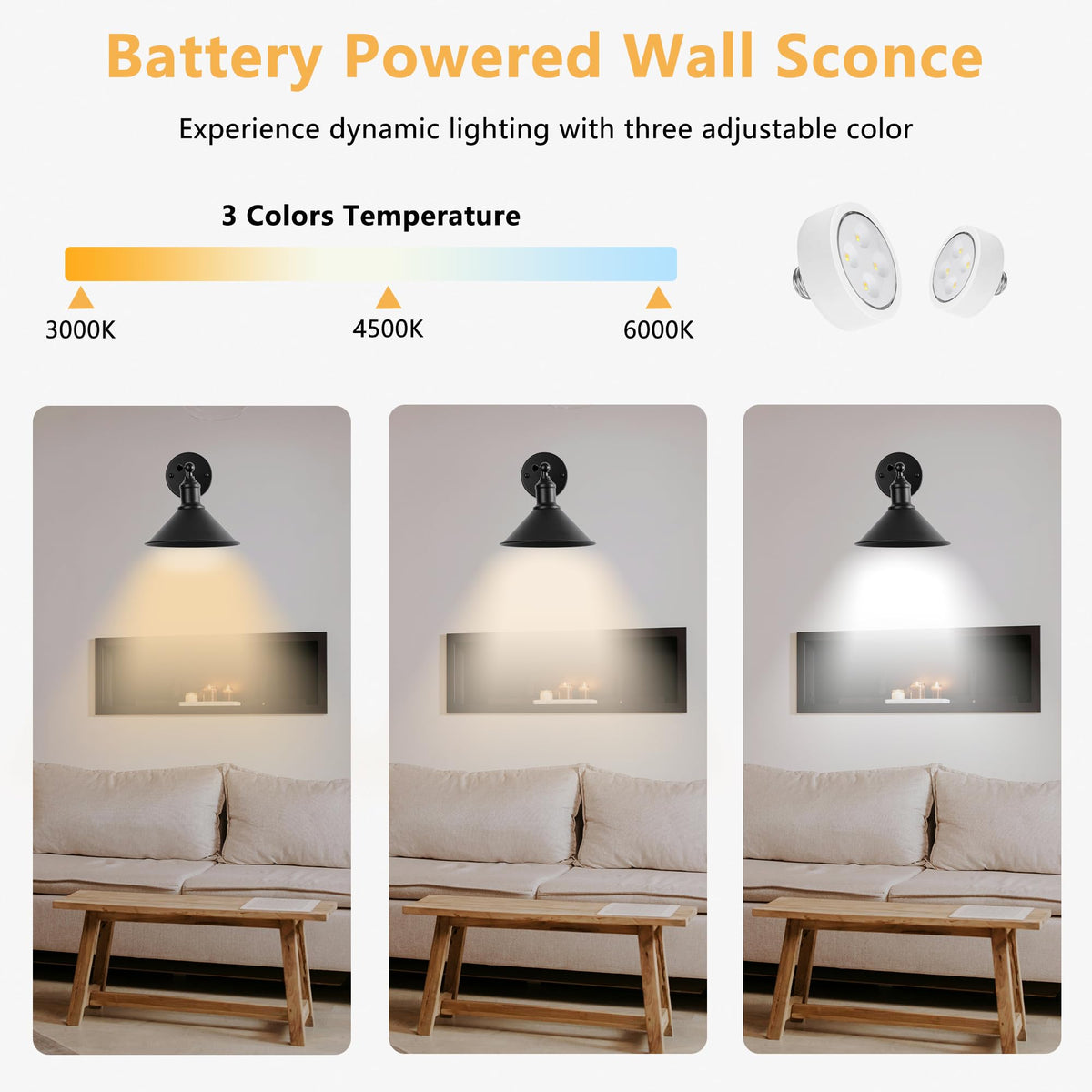 Battery Operated Wall Sconces Cordless with Remote Set of 2 - Franing Official Imagery - 6