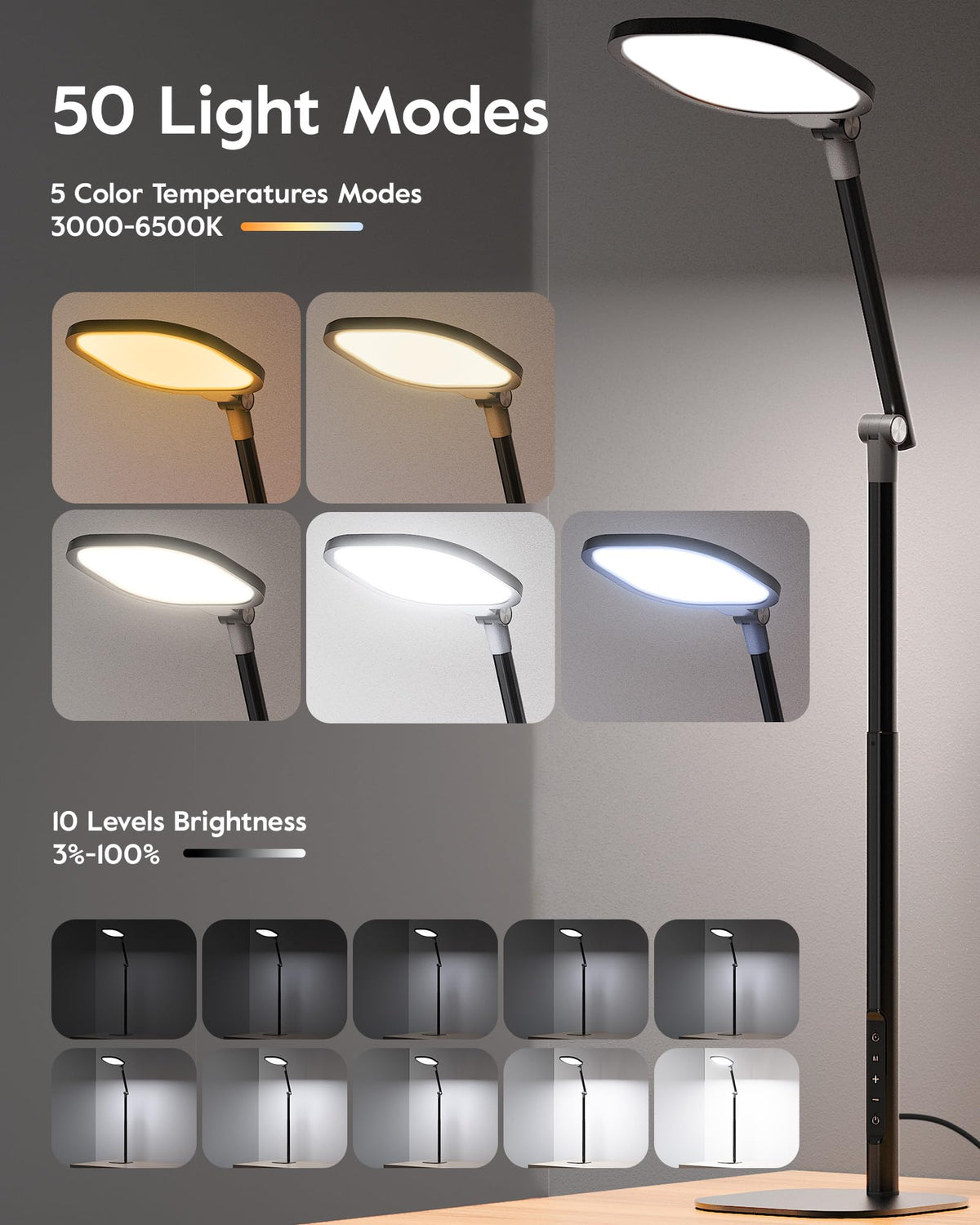 LitONES Tall LED Desk Lamps Home Office Edge Lit Eye Care 50 - LitONES Official Imagery - 5