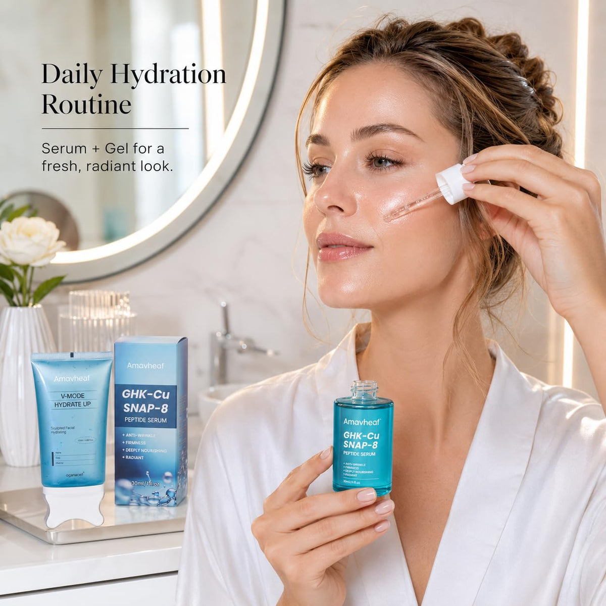 Hydrating Facial Serum and Gel Duo TUBE BOTTLE - Amavheaf Official Imagery - 3