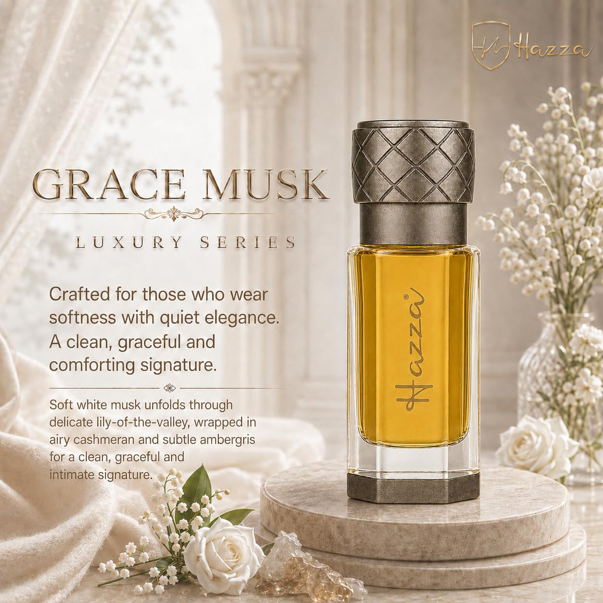 hazza Grace Musk White Musk Perfume Oil Alcohol Free Unisex - hazza Official Imagery - 7