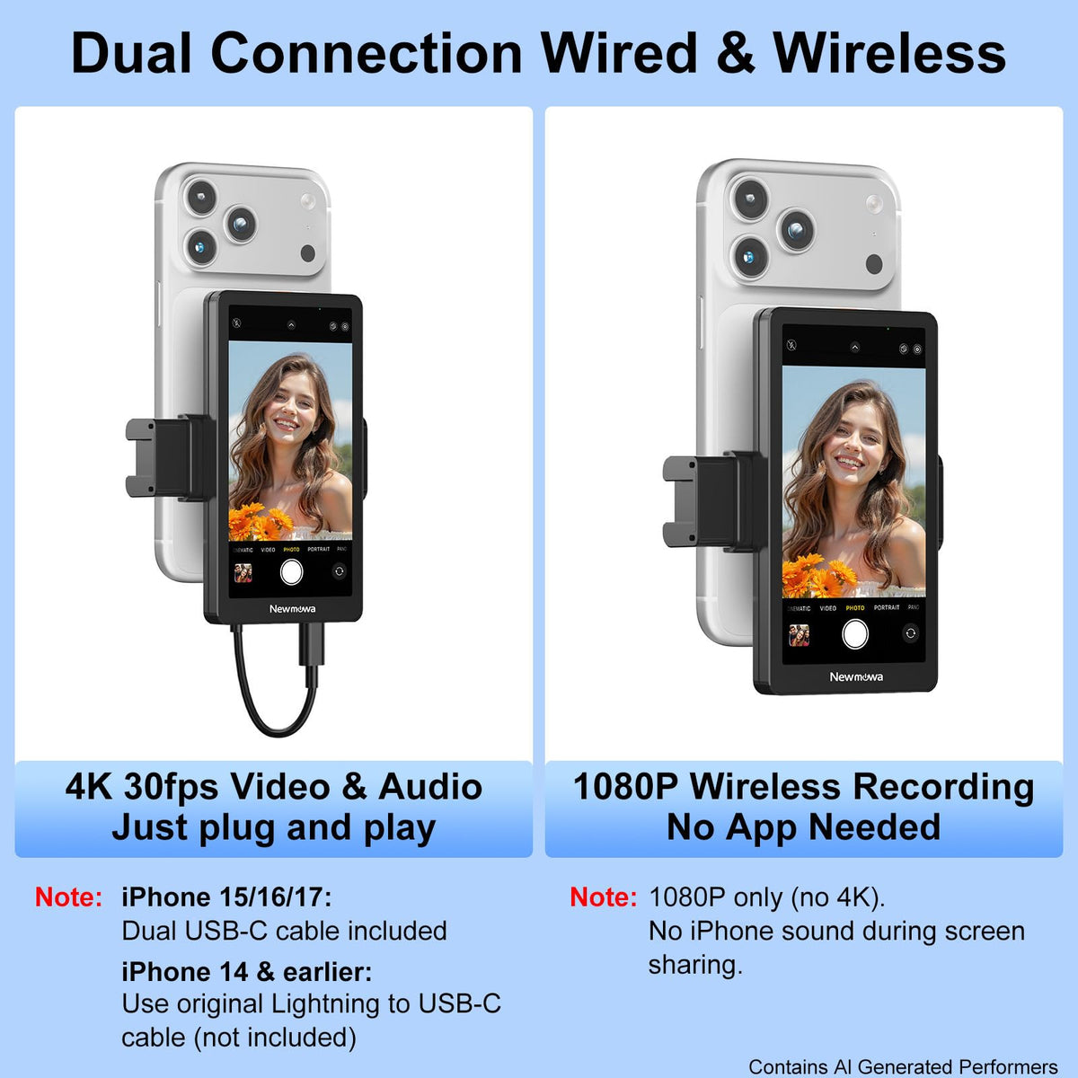 Newmowa Magnetic Phone Clip Selfie Monitor Screen for iPhone - Newmowa Official Imagery - 3