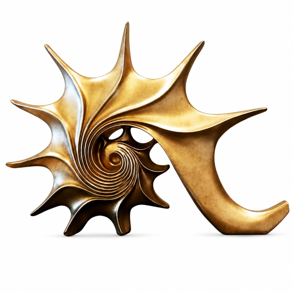 Coastal Nautical Beach Decor Gold Conch Resin Statue - Delicate Moment Official Imagery - 1