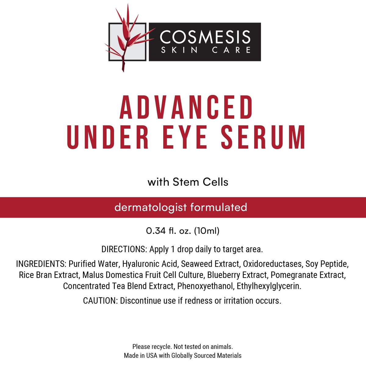 Advanced Under Eye Serum with Stem Cells 1 3 oz Cosmesis - Cosmesis Skin Care Official Imagery - 6
