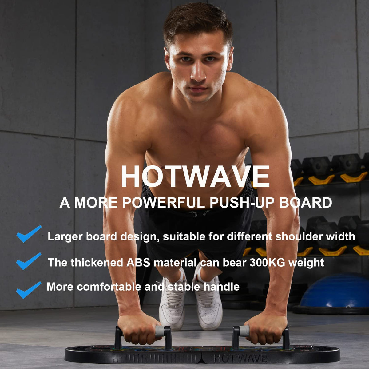 HOTWAVE Push Up Board Portable PushUp Board Foldable 20 in 1 – back view and specifications