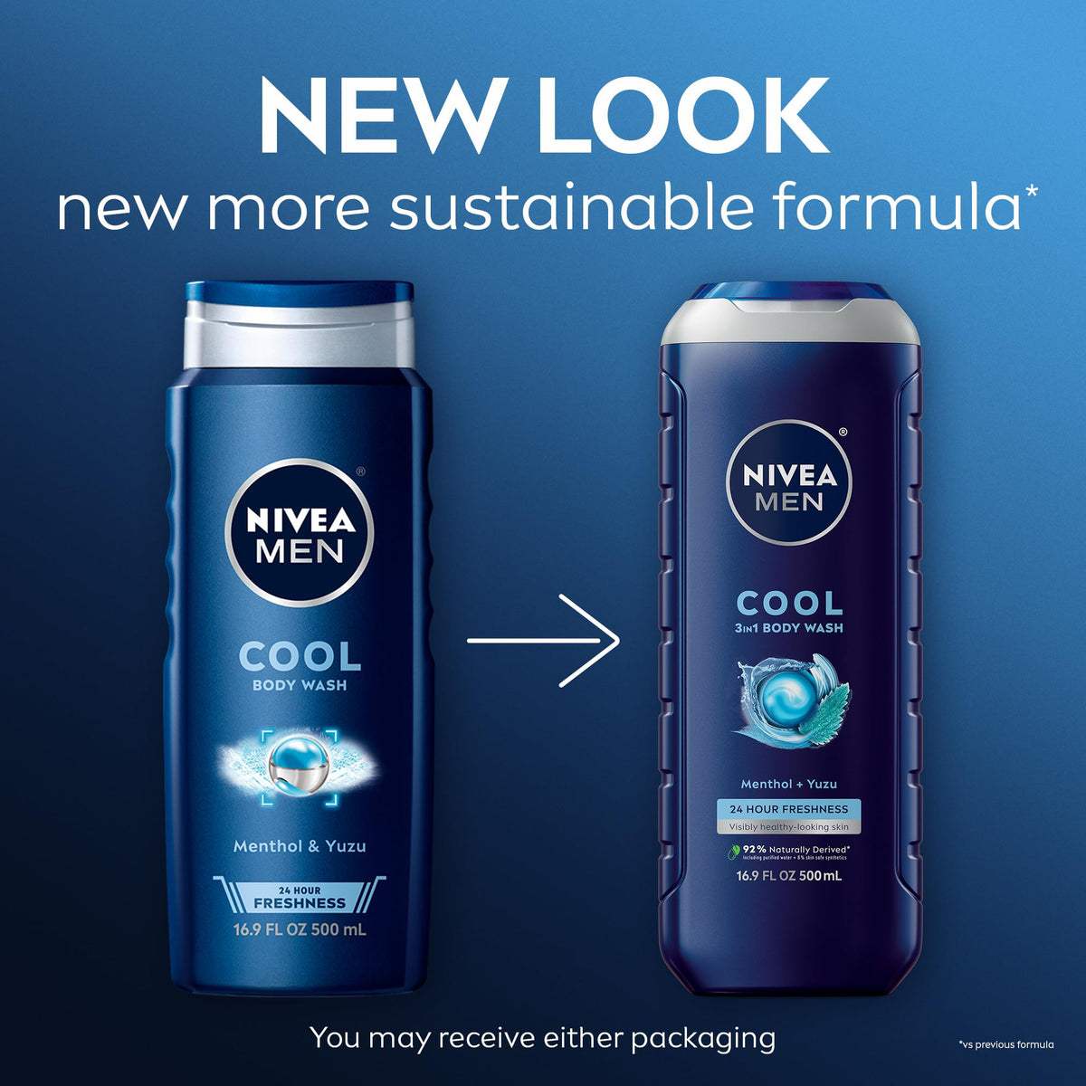 NIVEA MEN Cool 3 in 1 Body Wash with Menthol Multipack 3 x – close-up detail