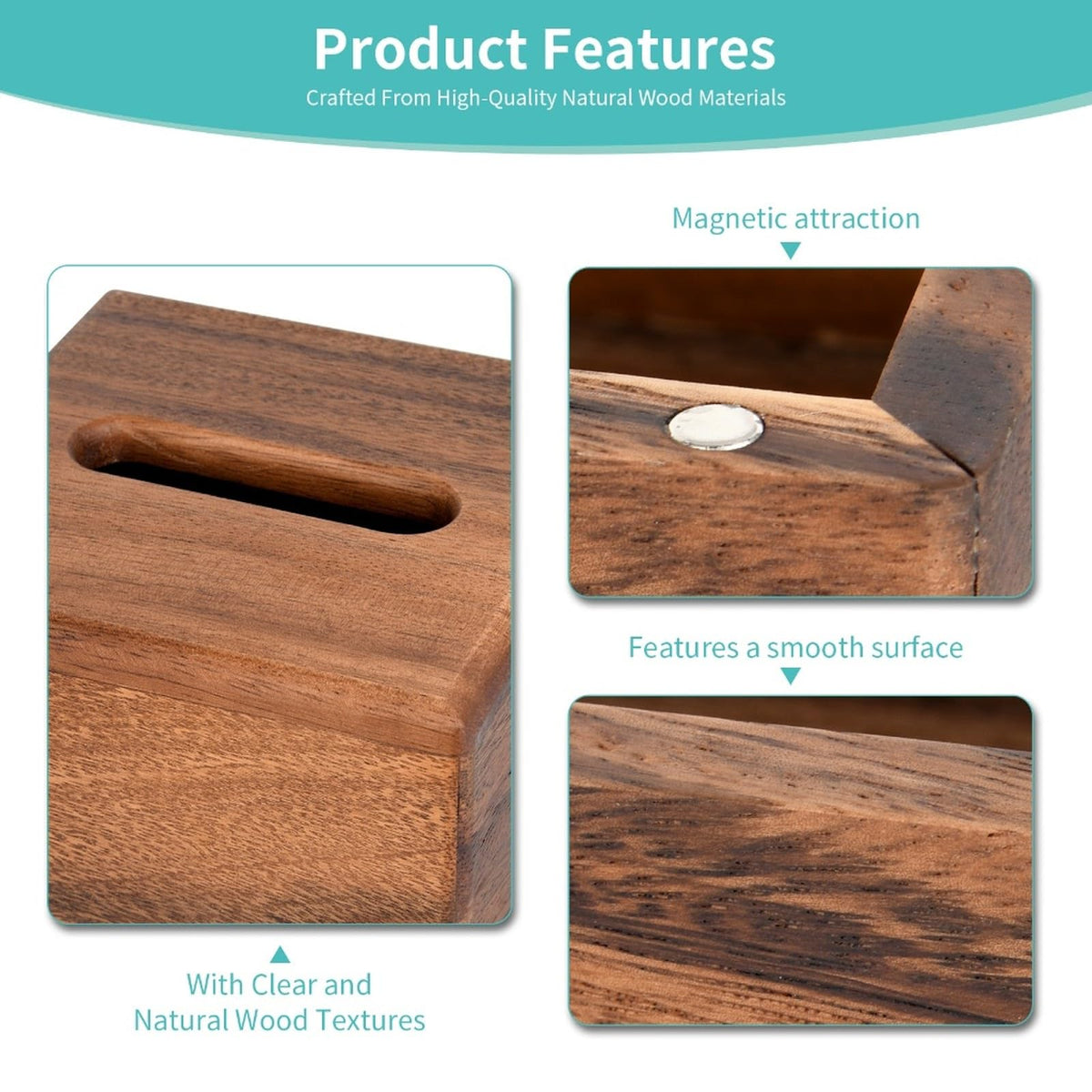 TradeForge South American Black Walnut Wooden Tissue Box - Premium Selection Official Imagery - 4