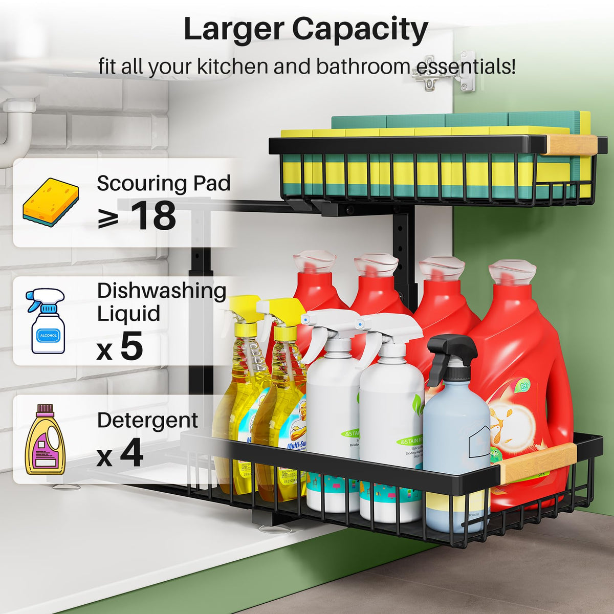 Kitstorack Under Sink Organizer 2 Tier Under the Sink - Kitstorack Official Imagery - 4