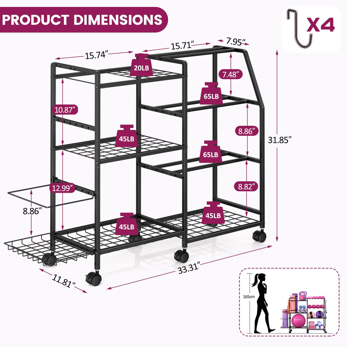 Dumbbell Rack Weight Rack for Home Gym Yoga Mat Storage Rack - 3IngSeagulls Official Imagery - 3