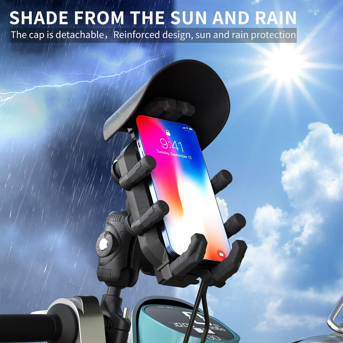 Motorcycle Phone Mount with 15W Wireless Charger PD USB C - GIYOKAJU Official Imagery - 4