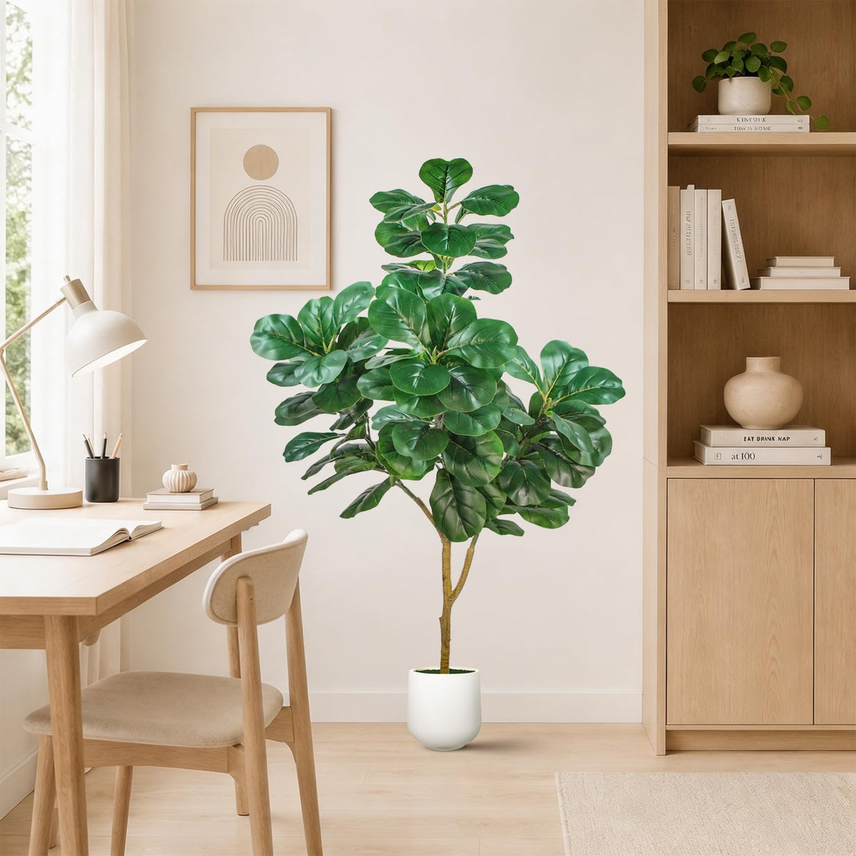 Artificial Fiddle Leaf Fig Tree 5ft Realistic Fake Plants - Aoxiwhcse Official Imagery - 5