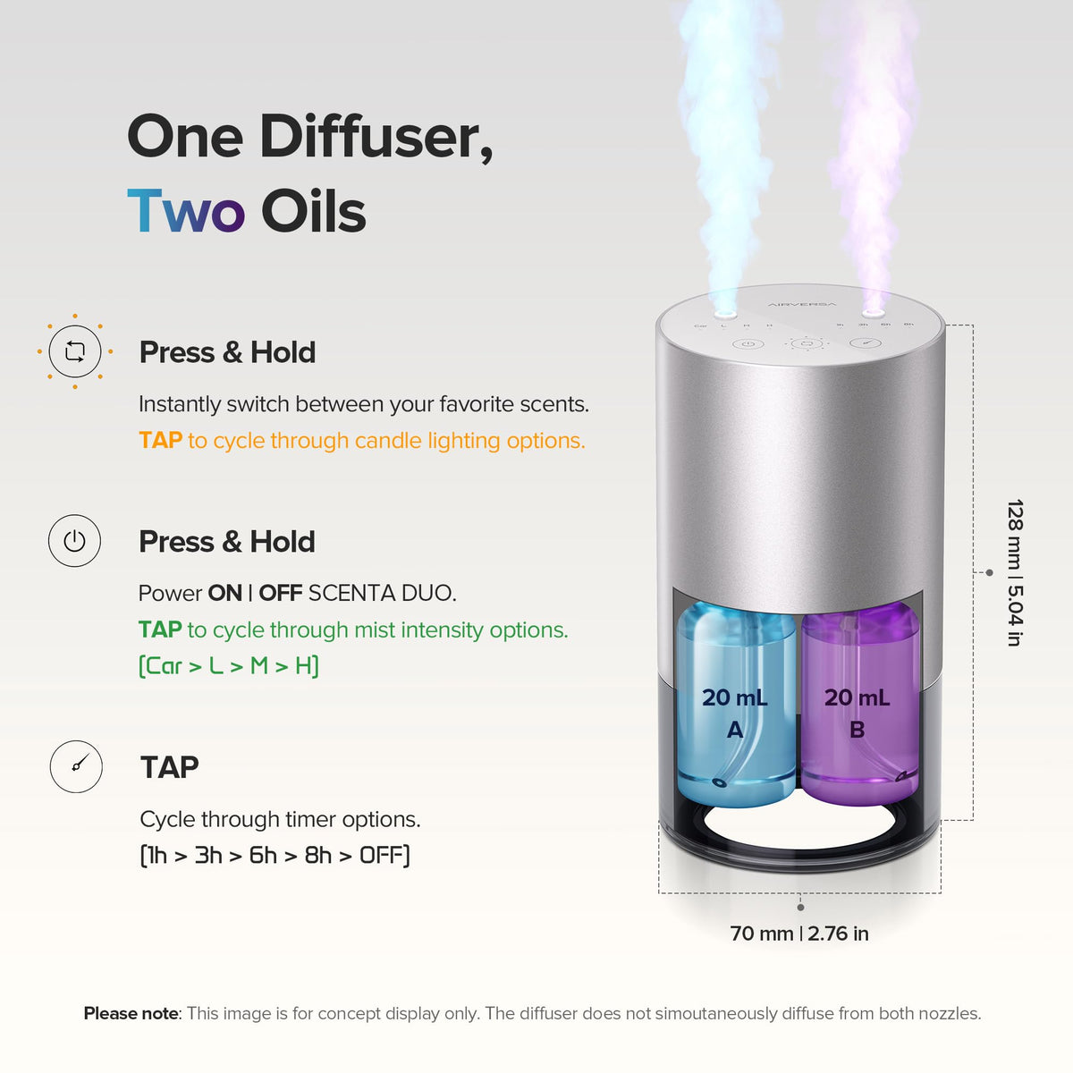 Airversa and Dual Nozzle Waterless Essential Oil Diffuser - Airversa Official Imagery - 3