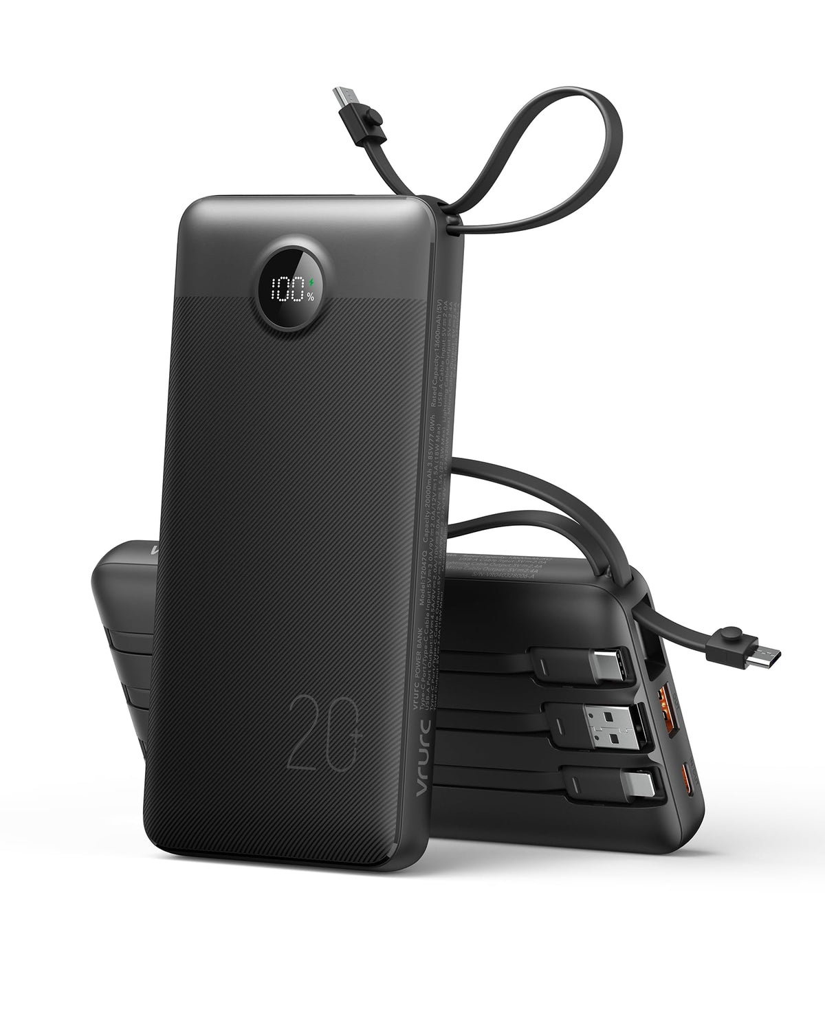 VRURC Portable Charger 4 Built in Cables 20000mAh Fast - VRURC Official Imagery - 1