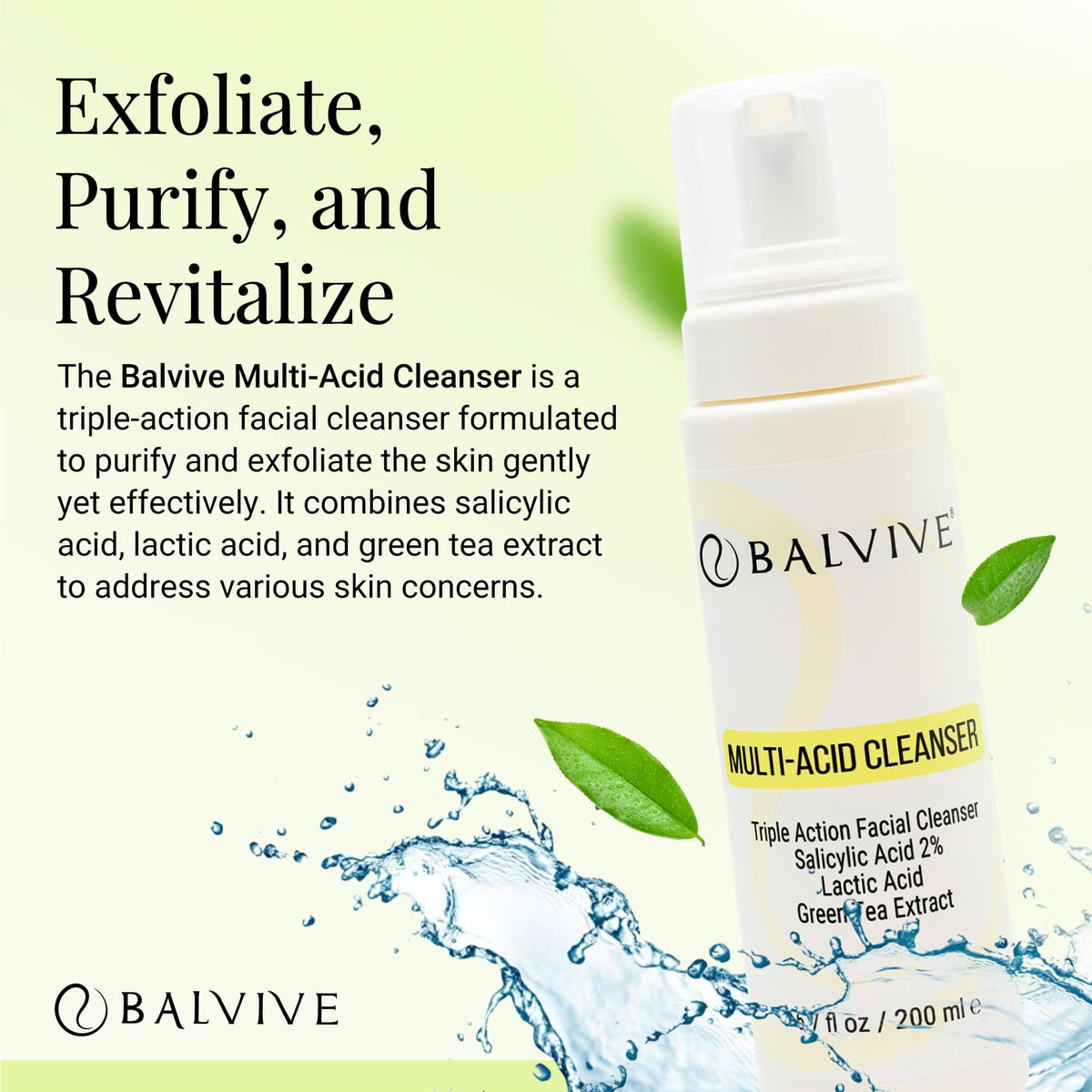 Foaming Facial Cleanser with Salicylic Acid Glycolic Acid - BALVIVE Official Imagery - 3