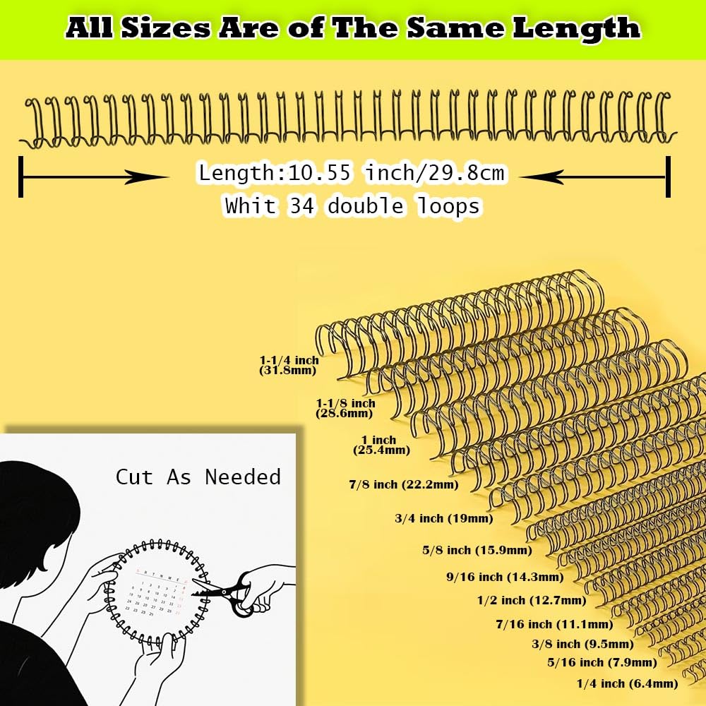 3 to 1 Pitch Twin Loop Wire Binding Spines 3 8 Inch Book - YolieraArt Official Imagery - 4