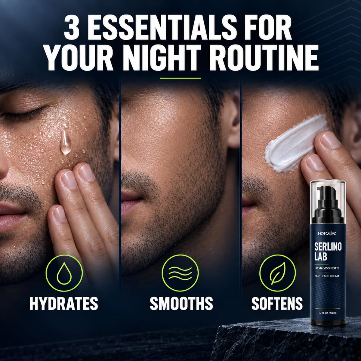 Serlino Lab Night Face Cream for Men Anti Aging Moisturizer - Hotolife Official Imagery - 5