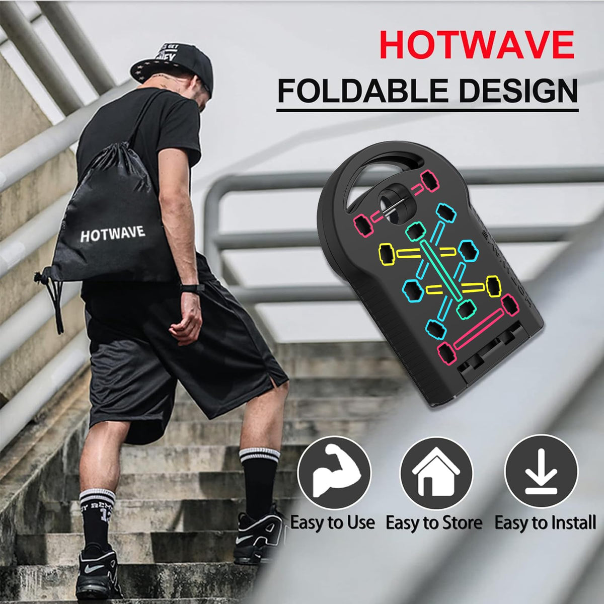 HOTWAVE Push Up Board Portable PushUp Board Foldable 20 in 1 – alternate angle