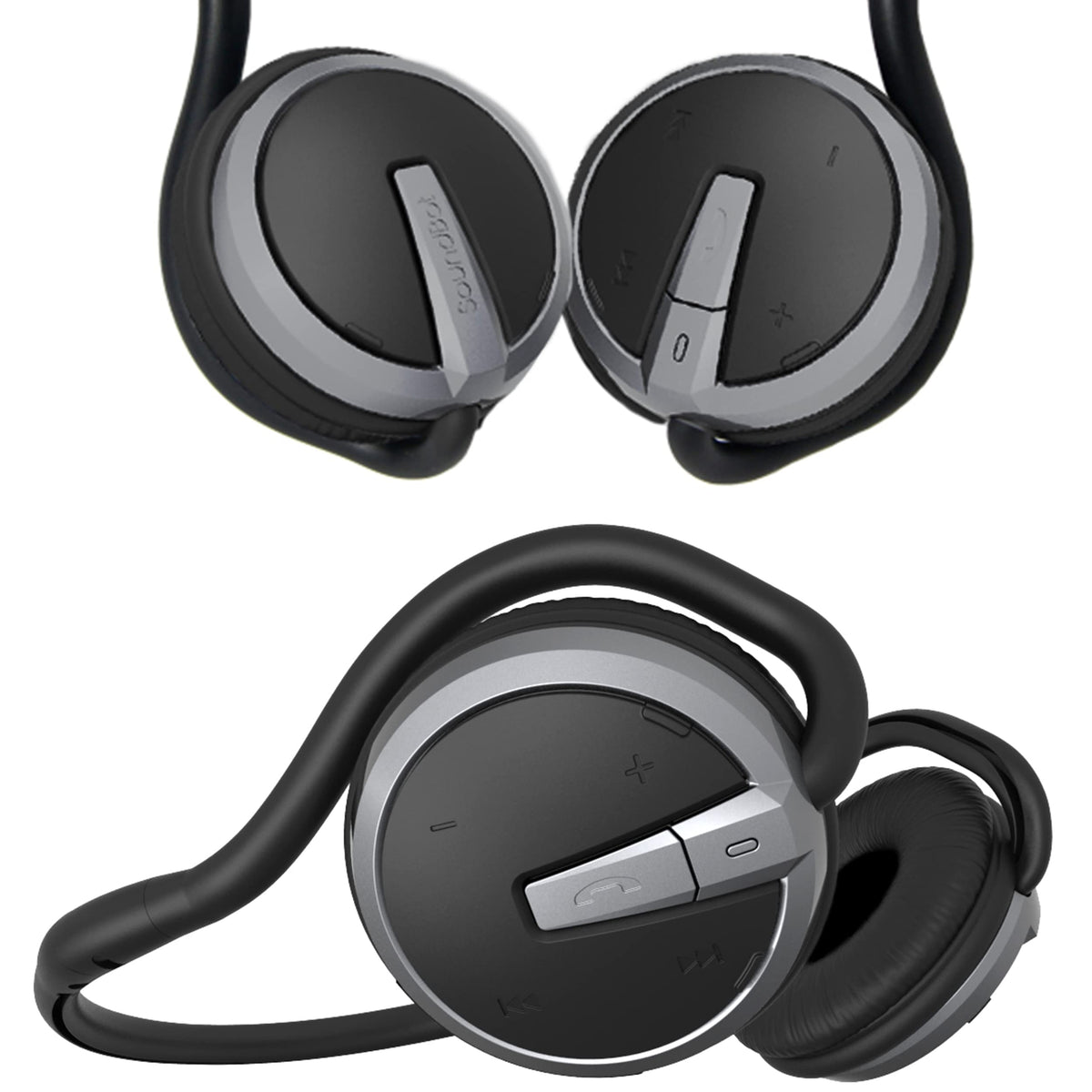 Soundbot Behind the Neck Headphones Sweat Resistant Secure – GRY/BLK, Plastic
