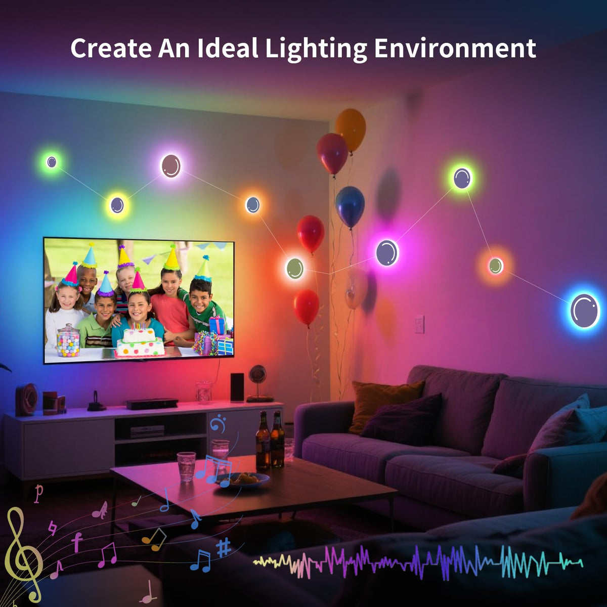 KANTUTOE Smart LED Wall Lights 9 Piece RGB LED Light with - KANTUTOE Official Imagery - 6