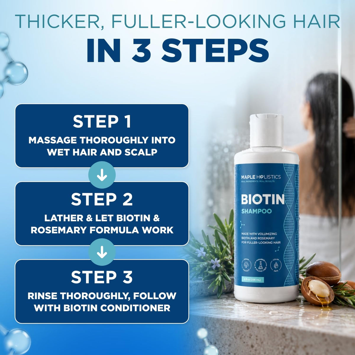 Rosemary and Biotin Shampoo for Thinning Hair - Maple Holistics Official Imagery - 5
