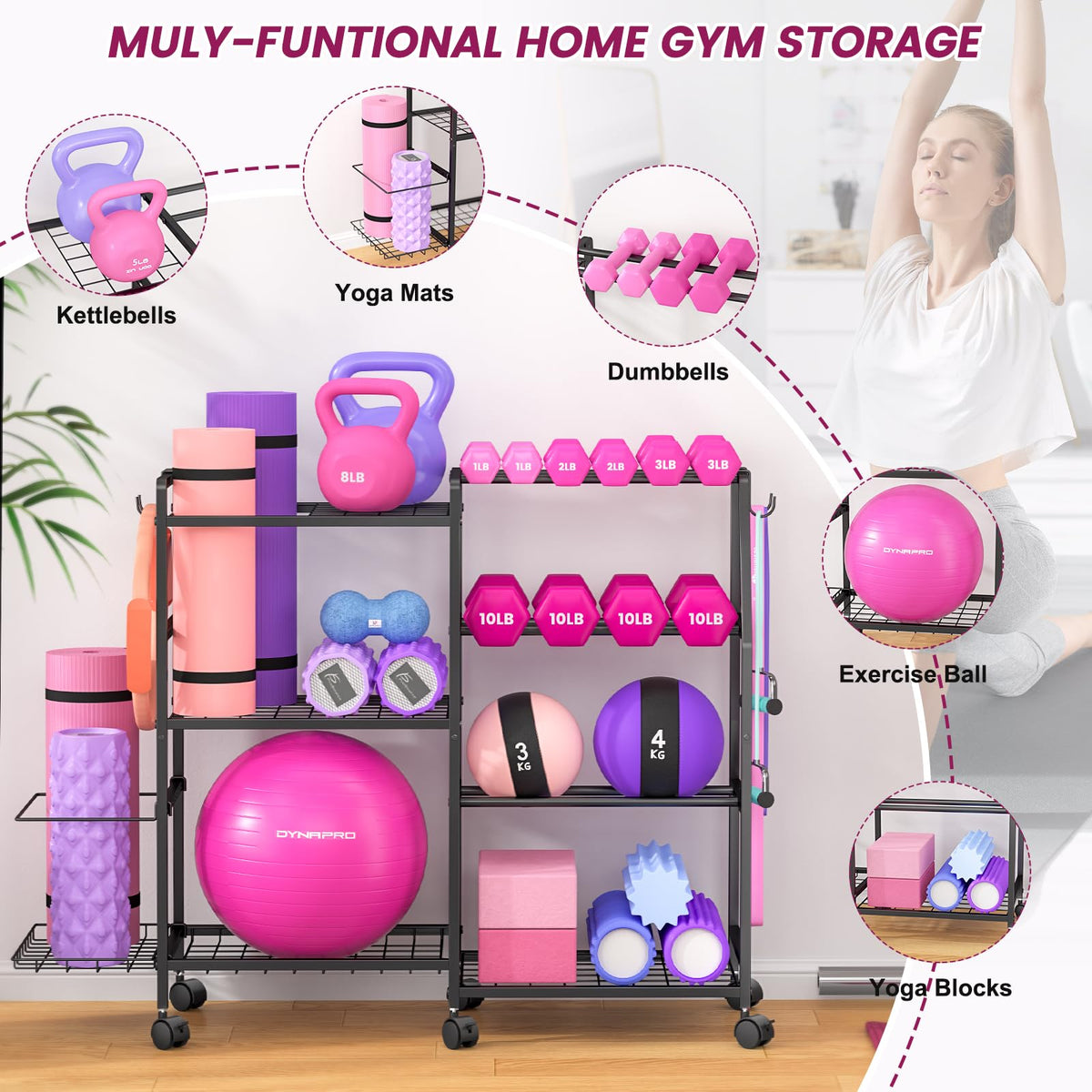 Dumbbell Rack Weight Rack for Home Gym Yoga Mat Storage Rack - 3IngSeagulls Official Imagery - 7