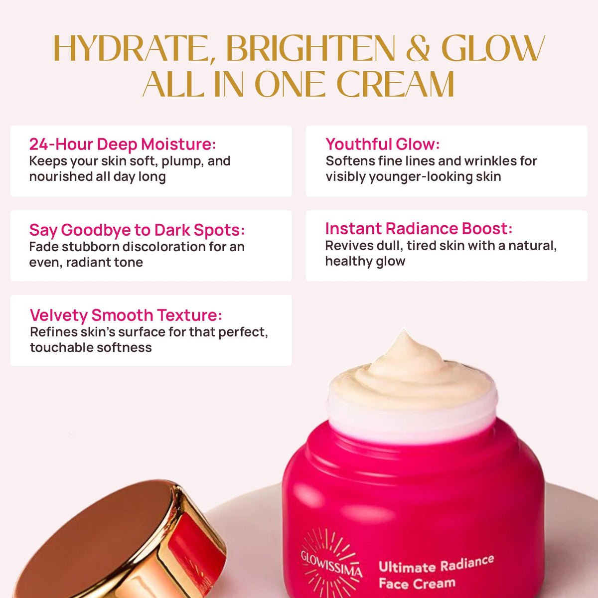 Ultimate Radiance Face Cream Nourishing Moisturizer Smooths - GLOWISSIMA Official Imagery - 5