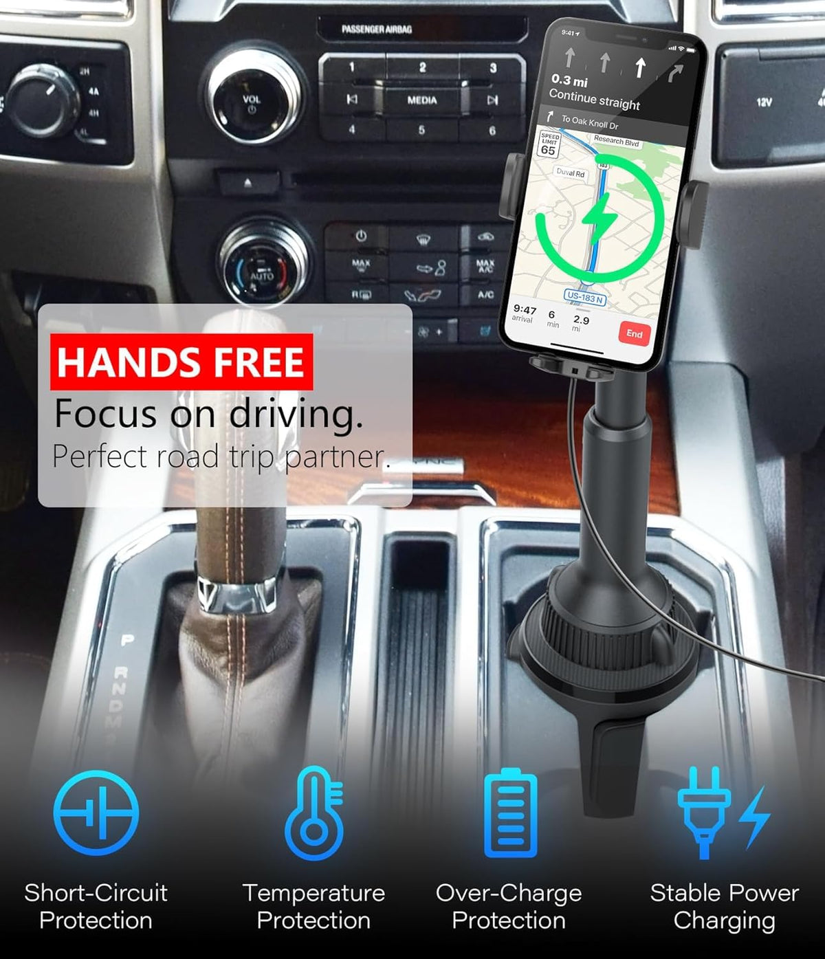 APPS2Car 15W Qi Fast Wireless Car Charger Solid Cup Holder - APPS2Car Official Imagery - 5