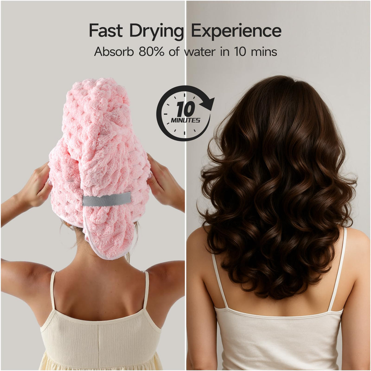 REDKISS 3 Pack Microfiber Hair Towels – full view, size 23x40inch