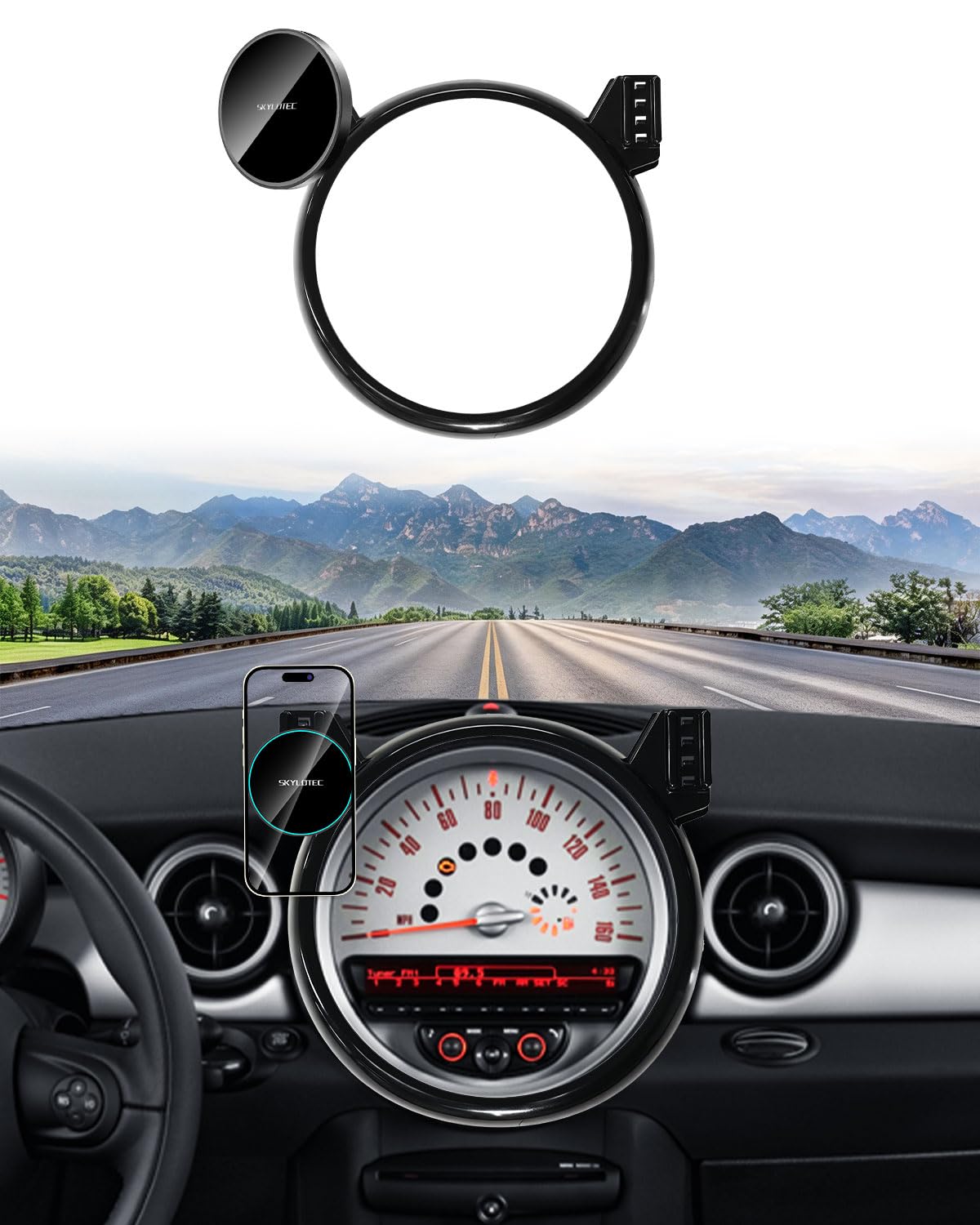 SKYLOTEC Magnetic Charger Dual Phone Mount for MINI Cooper - SKYLOTEC Official Imagery - 1