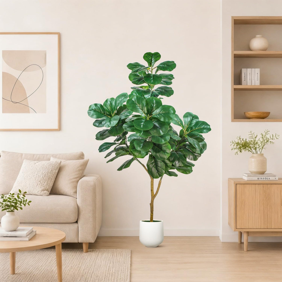 Artificial Fiddle Leaf Fig Tree 5ft Realistic Fake Plants - Aoxiwhcse Official Imagery - 4