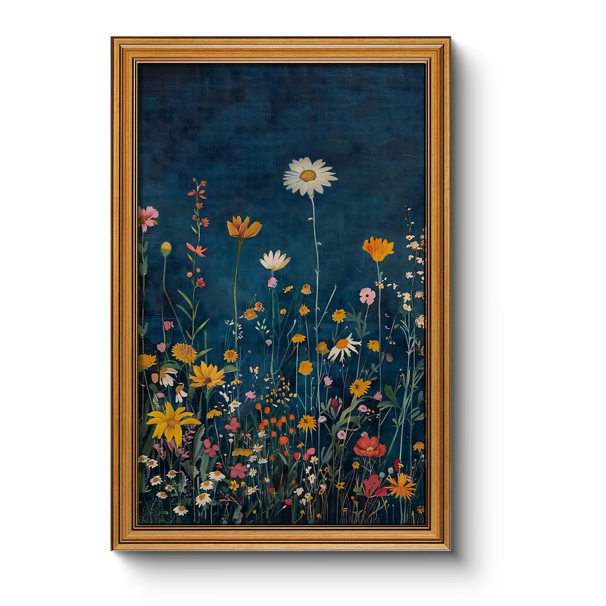 Botanical Floral Canvas Print 16x24 Gold Framed Wildflower - WHASAYART Official Imagery - 2