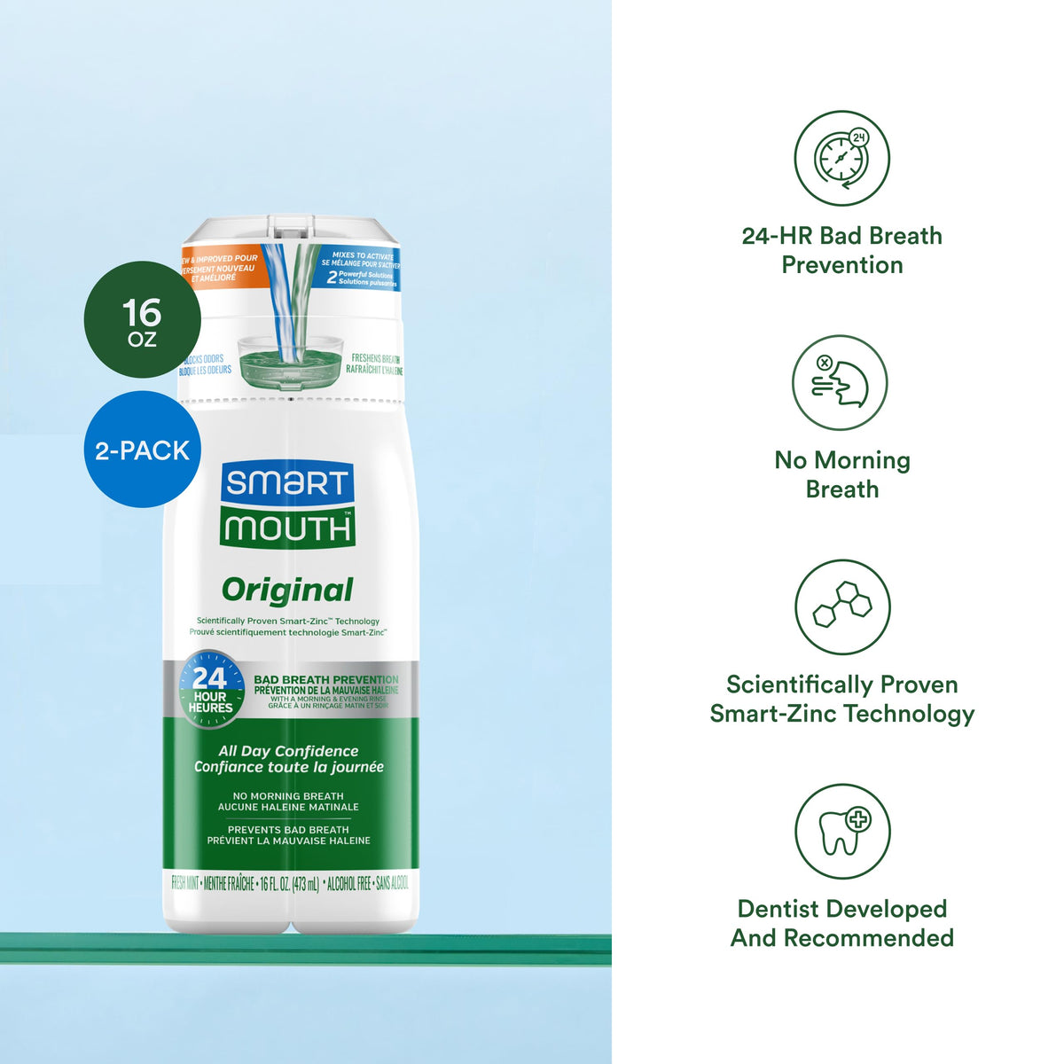 SmartMouth Original Zinc Activated Mouthwash Fresh Mint 16 – close-up detail