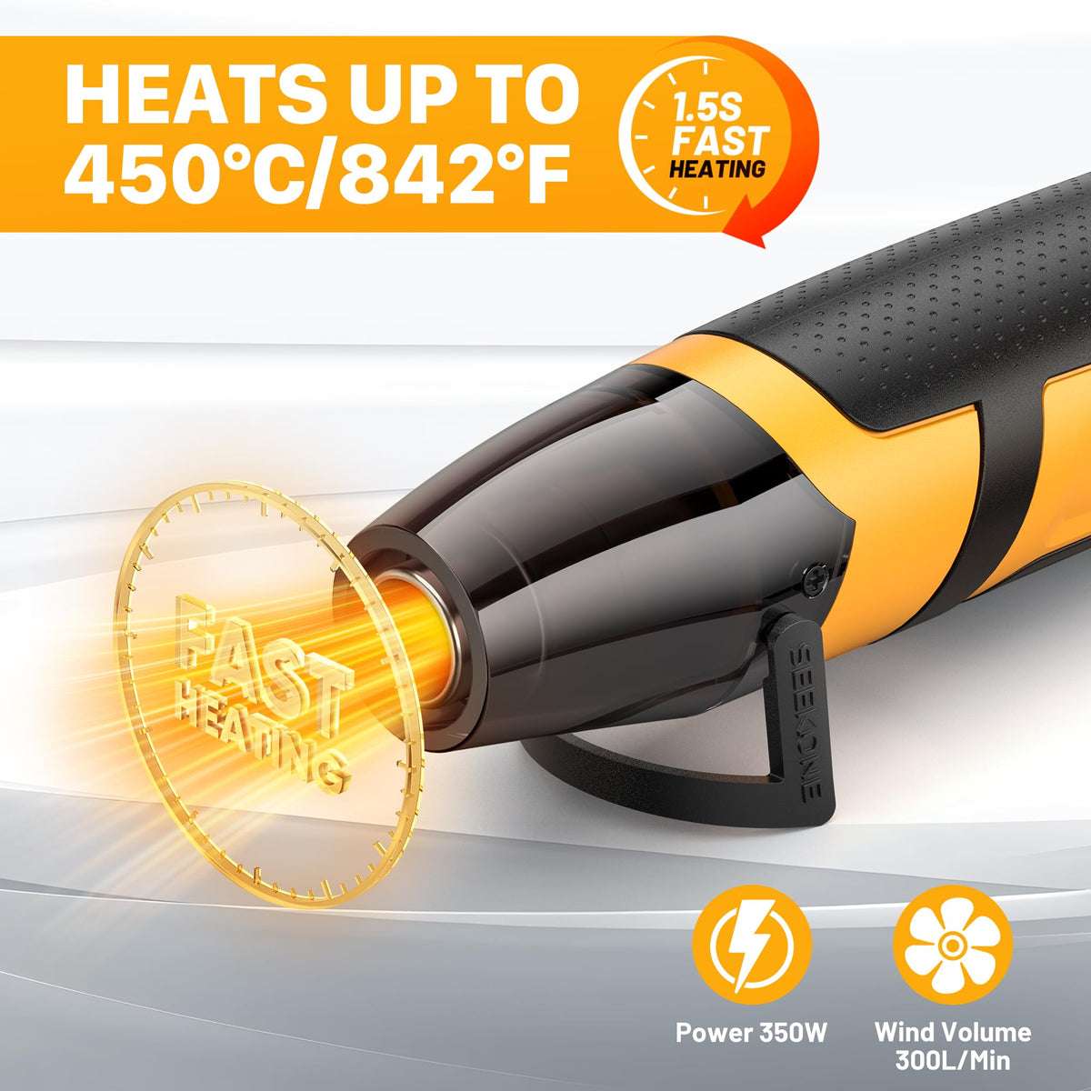 SEEKONE 350W Mini Heat Gun with 2 Temp Settings 842 500 – full view