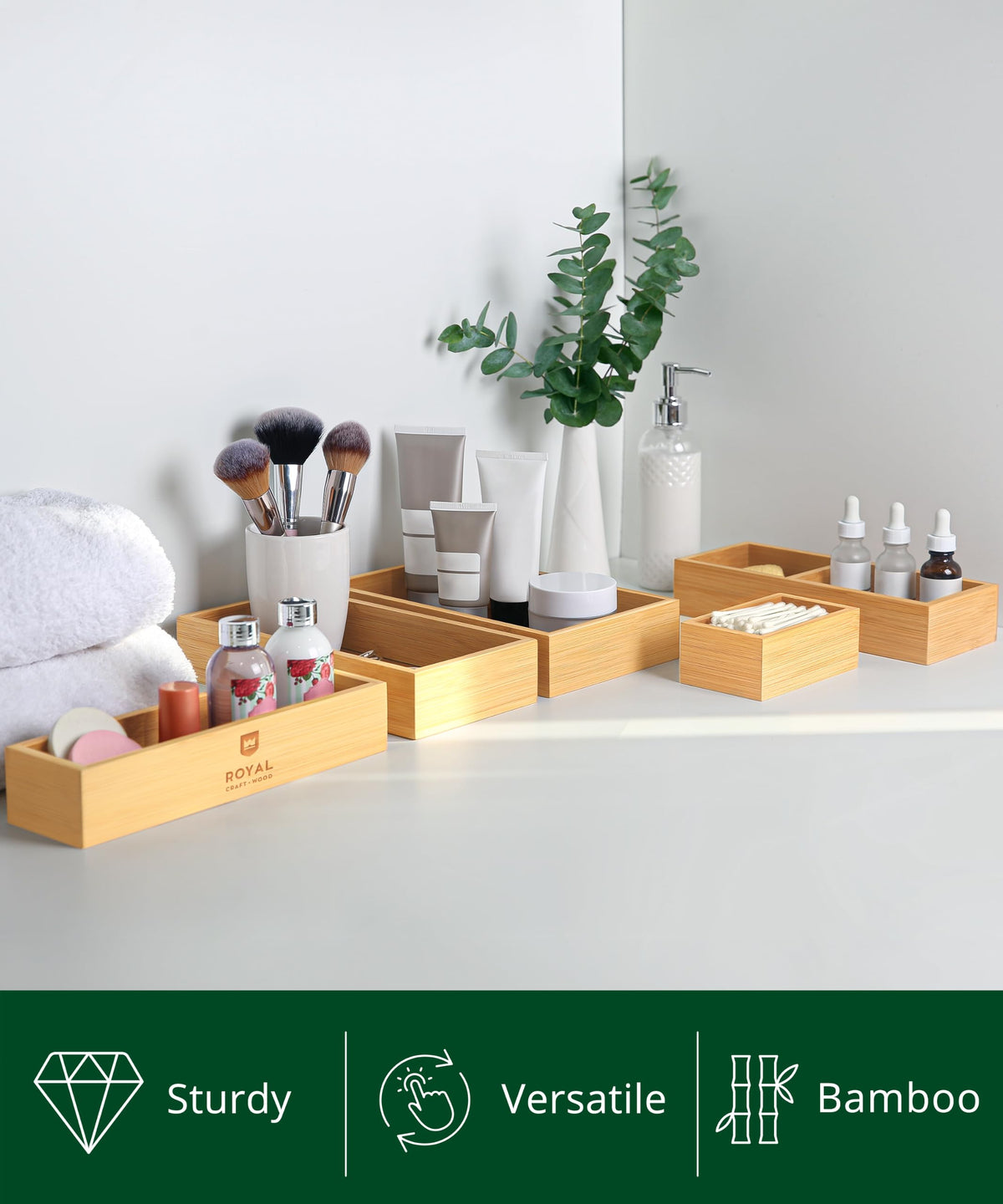 ROYAL CRAFT WOOD 5 Piece Bamboo Drawer Organizer Set Multi - ROYAL CRAFT WOOD Official Imagery - 5