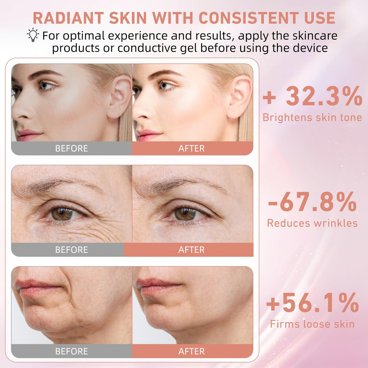 Micro Current Face Beauty Device 3 Modes Red Light Therapy - OUJEALEE Official Imagery - 6