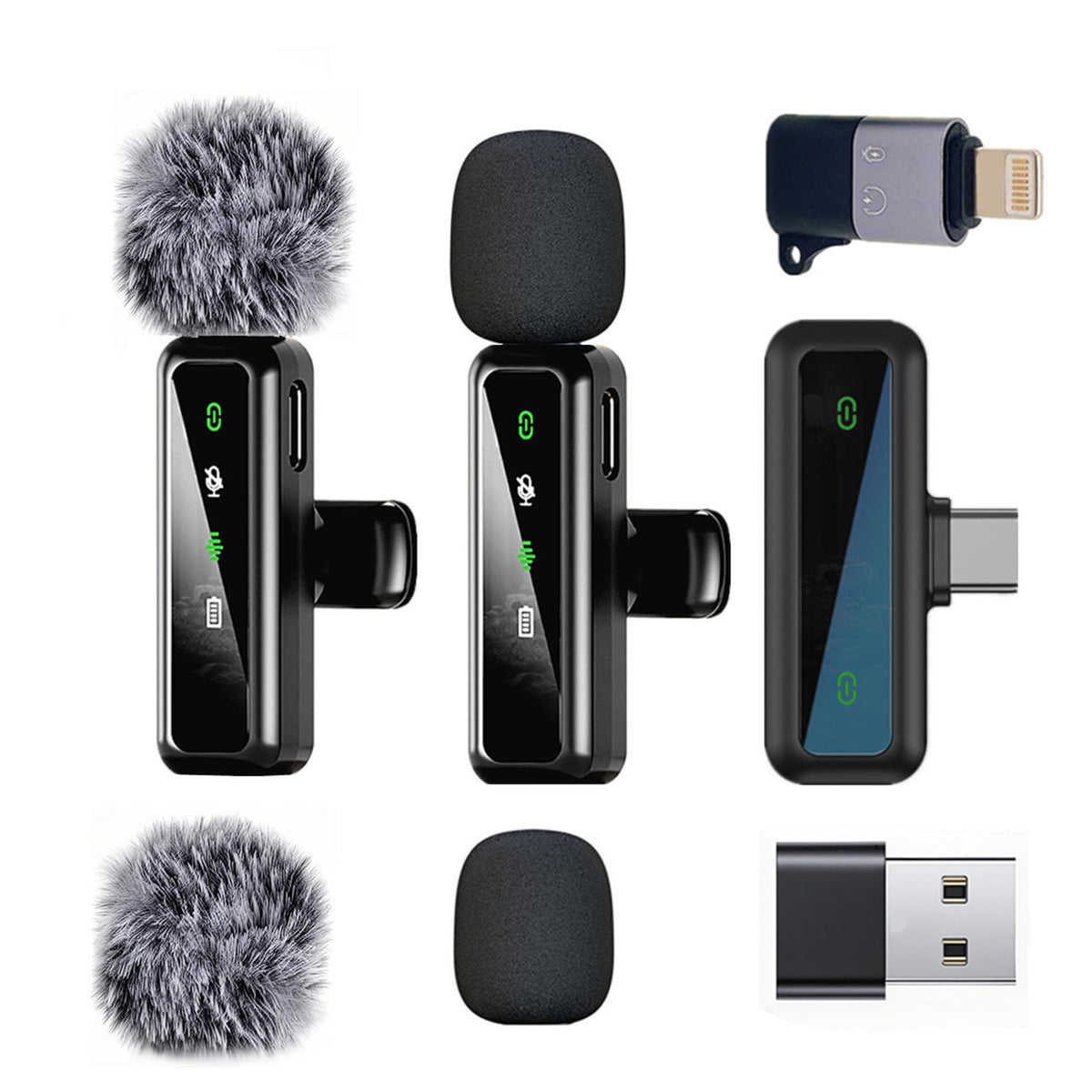 ordele Wireless Lavalier Mic for iPhone Android PC Live Stream Vlog – black, Plastic