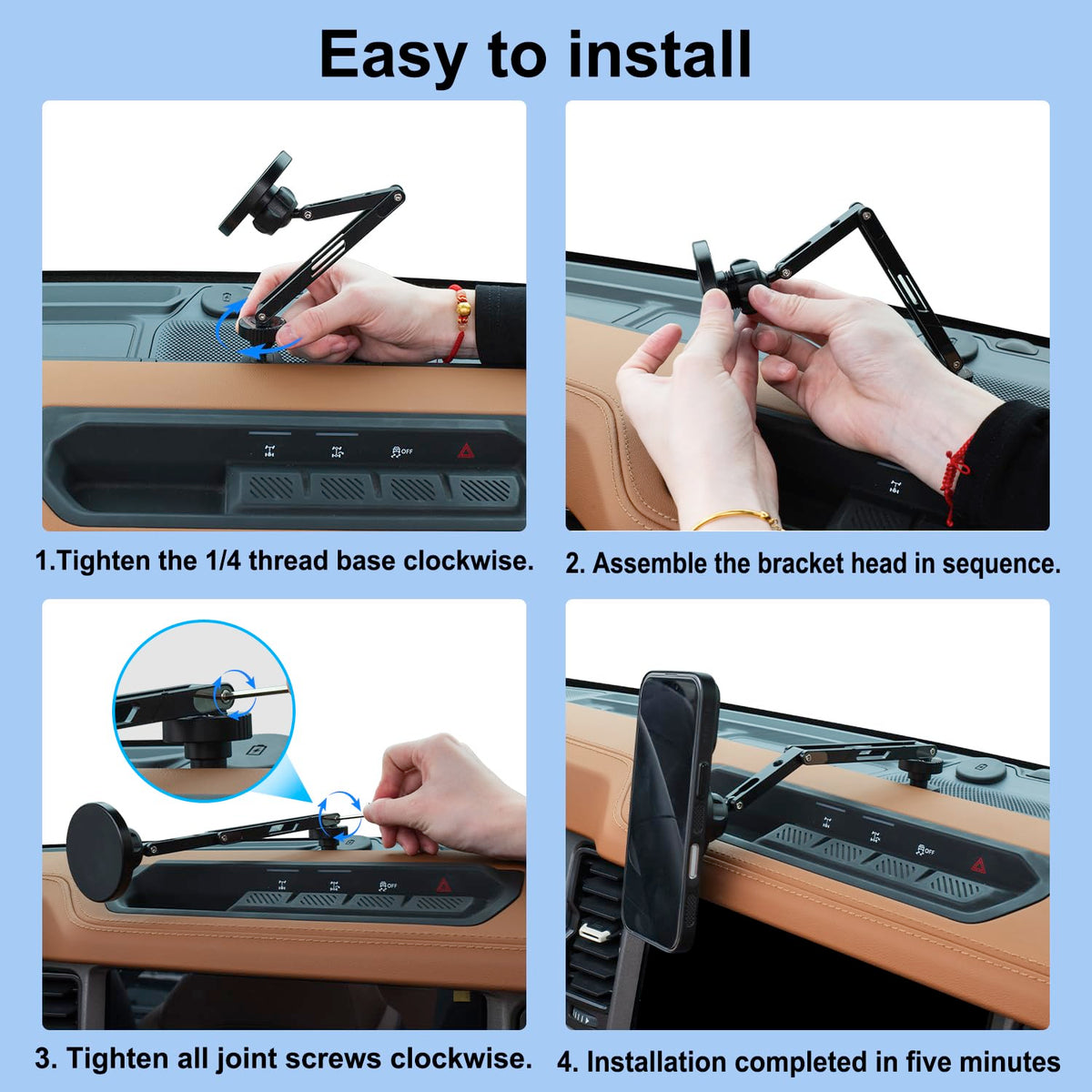 Wireless Charging Phone Mount for Ford Bronco 2021 2026 2 4 - ANKEWAY Official Imagery - 8