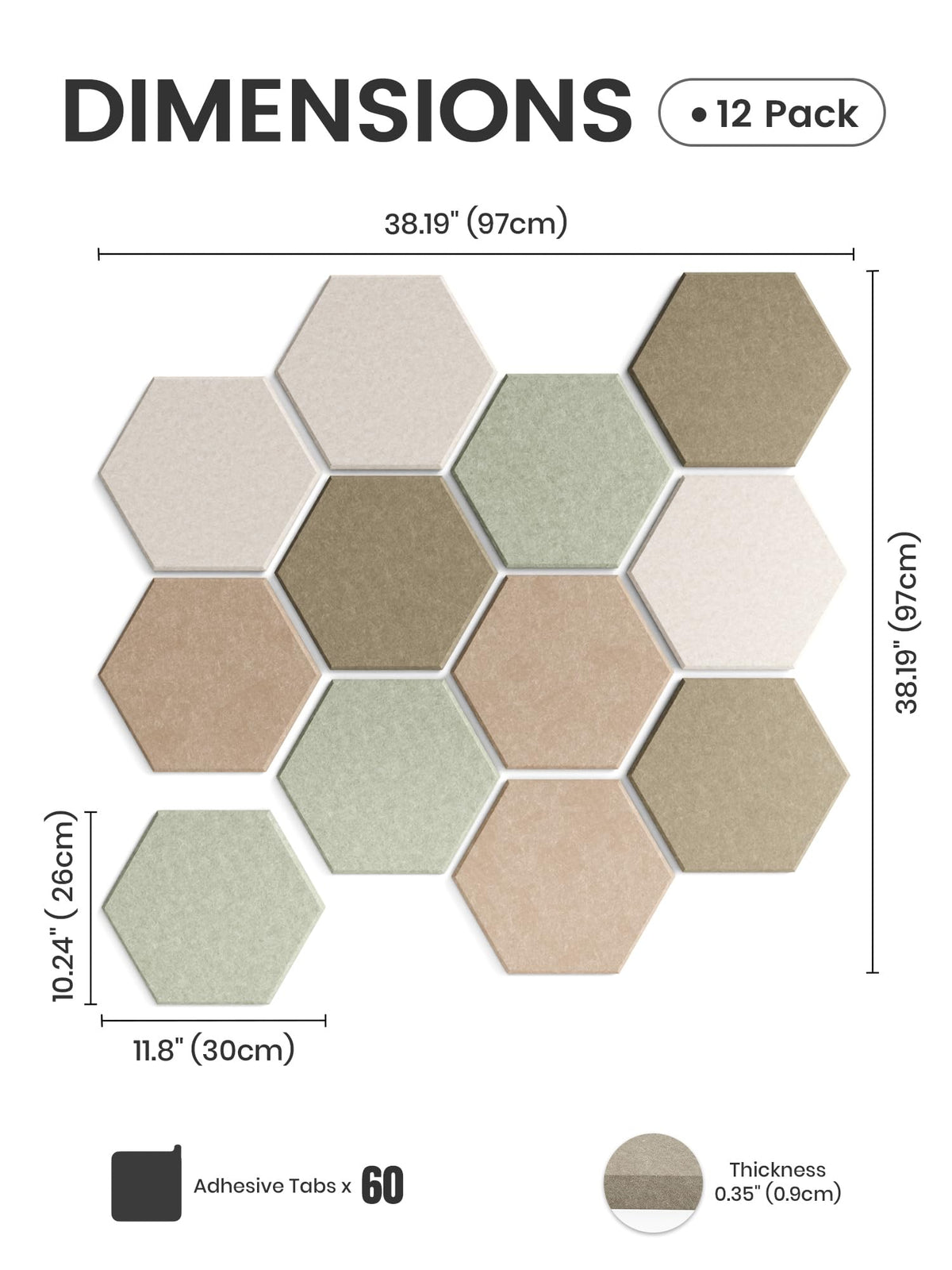 Fluxynara 12 Pack Hexagon Felt Bulletin Board Tiles Linen - Fluxynara Official Imagery - 3