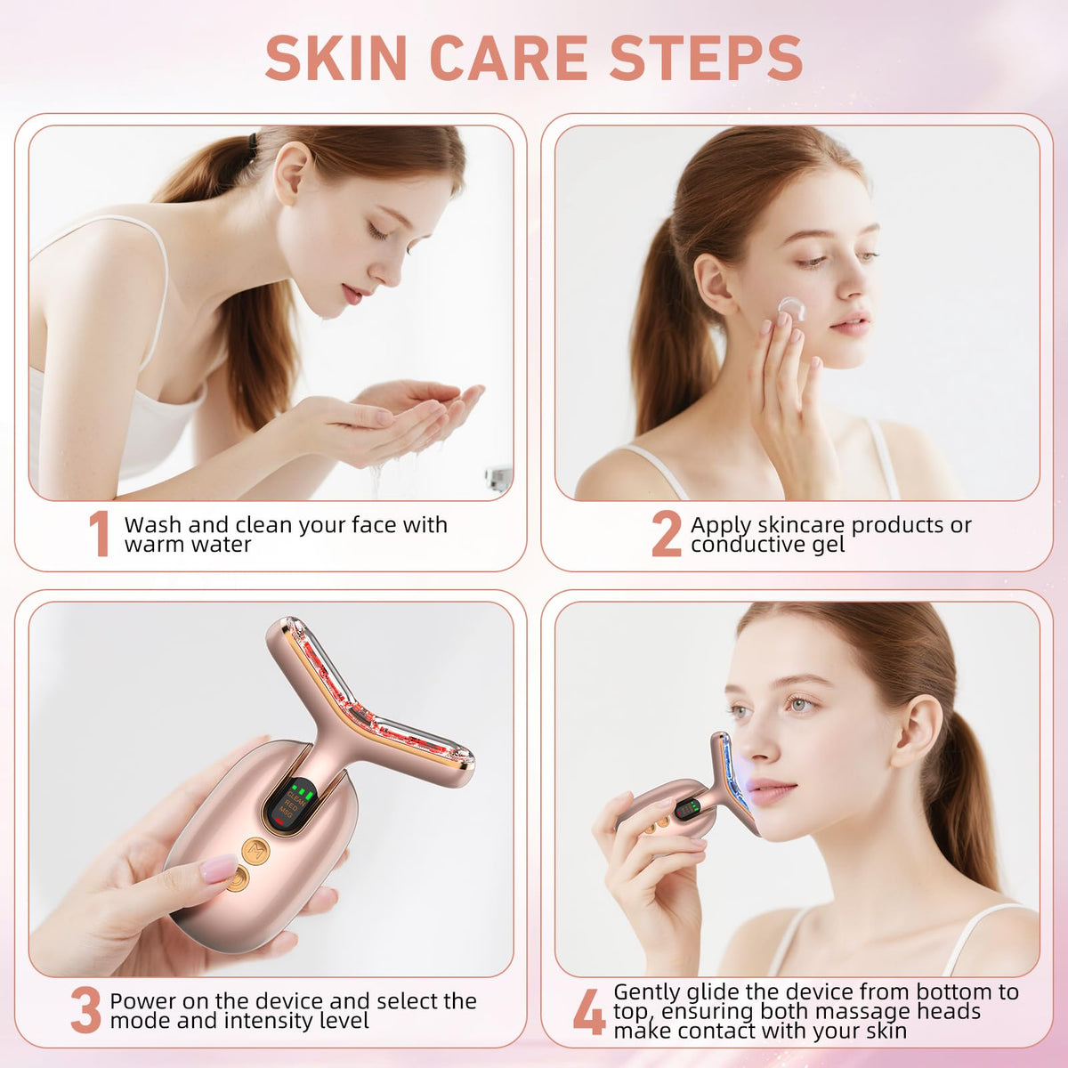 Micro Current Face Beauty Device 3 Modes Red Light Therapy - OUJEALEE Official Imagery - 7