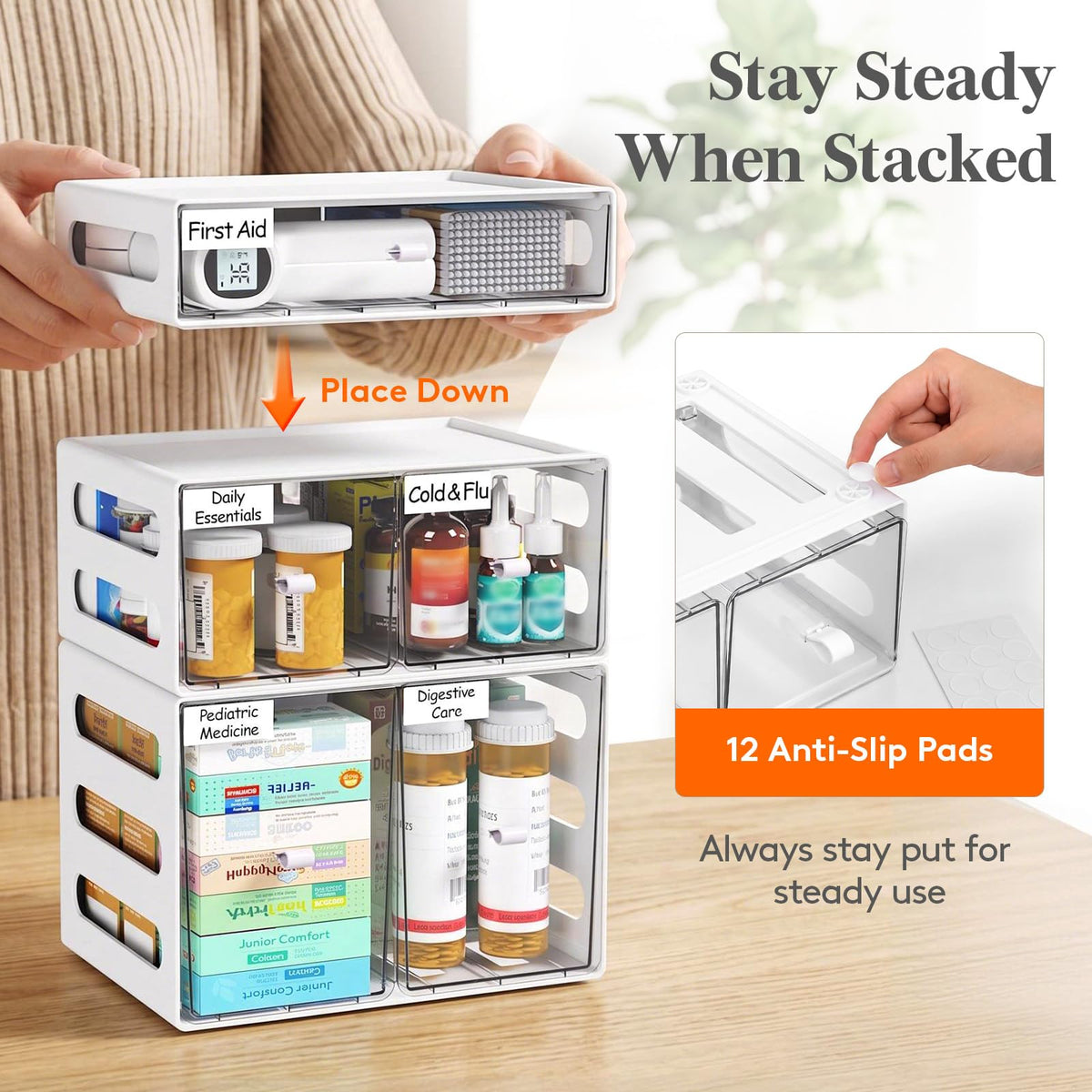 Lifewit Stackable Medicine Cabinet Organizer 3 Units - Lifewit Official Imagery - 7