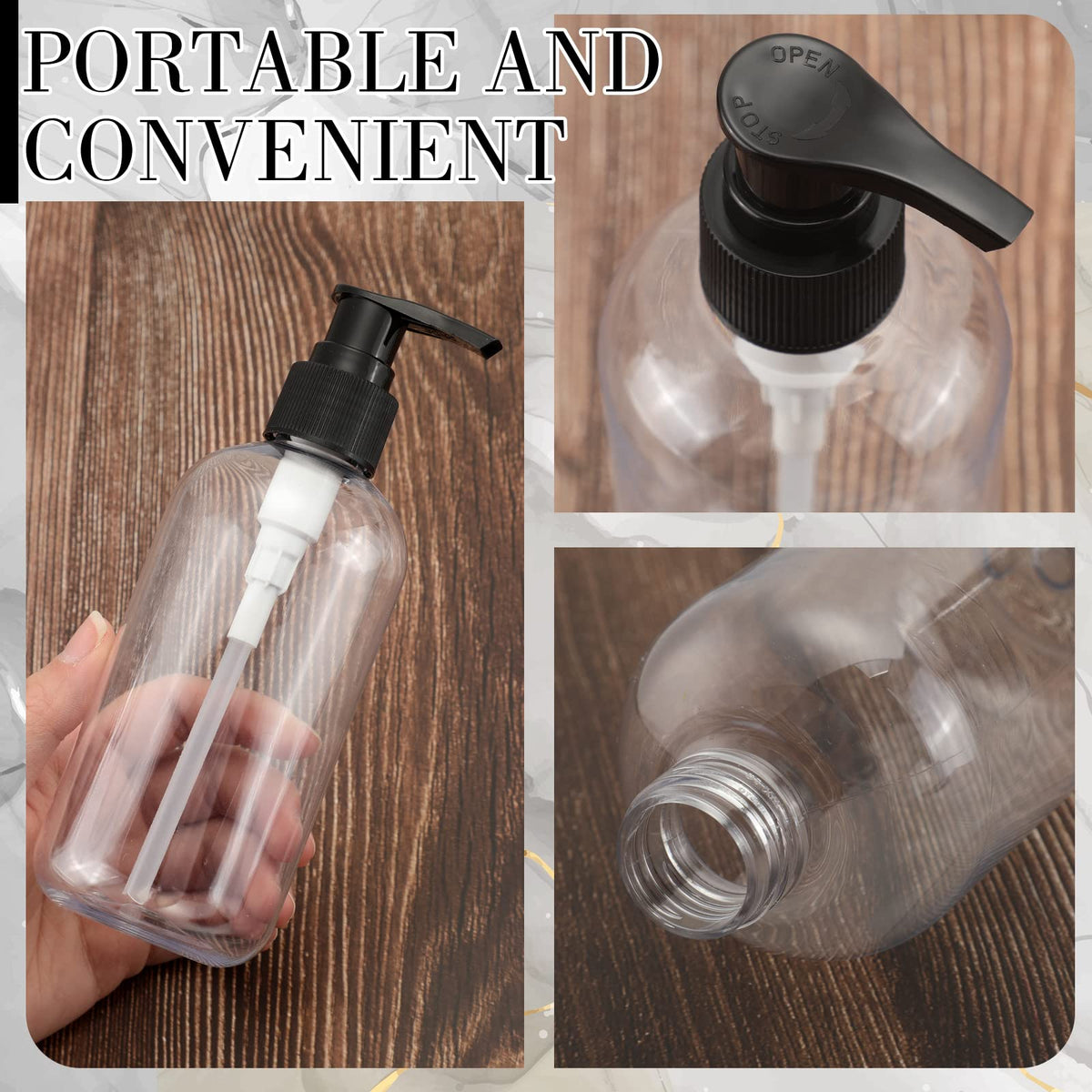 Norme 40 Pieces Empty Pump Bottle 8 oz Clear Refillable - Norme Official Imagery - 3