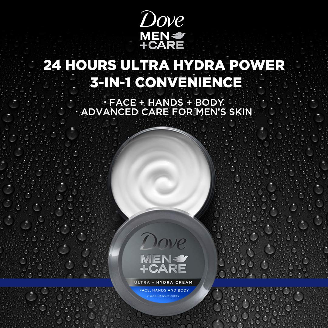 Dove Men Care Ultra Hydra Cream Face Hands and Body care All – packaging and label